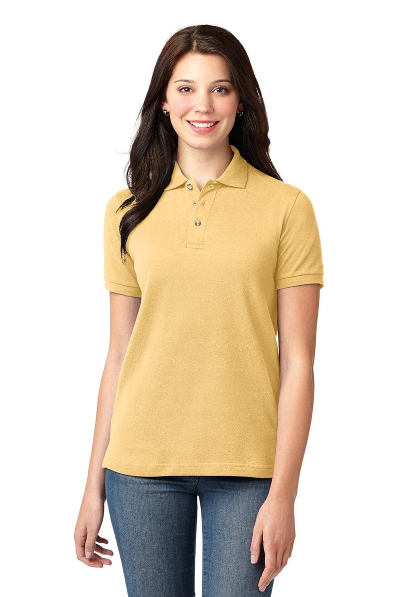 Port Authority Ladies Heavyweight Cotton Pique Polo. L420 in Yellow