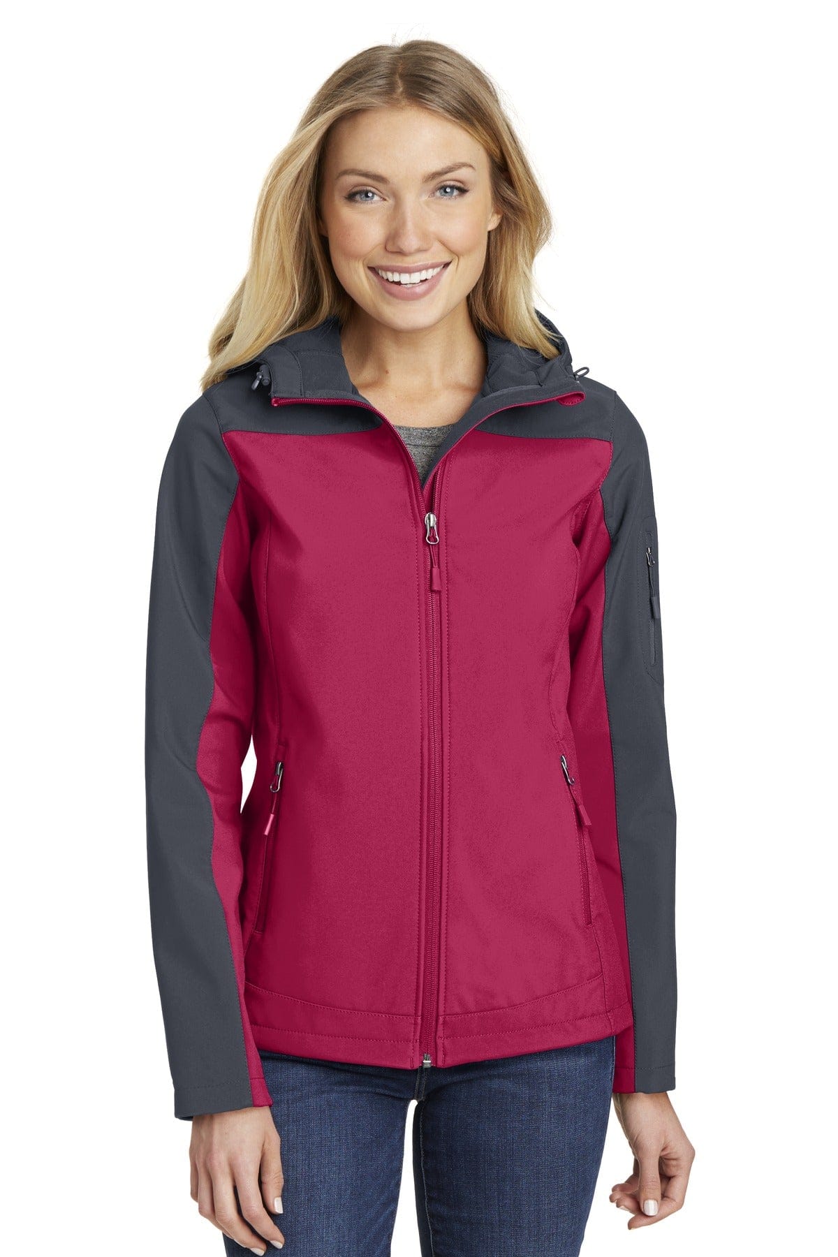 Port Authority Outerwear XS / Dark Fuchsia/ Battleship Grey Port Authority Ladies Hooded Core Soft Shell Jacket. L335