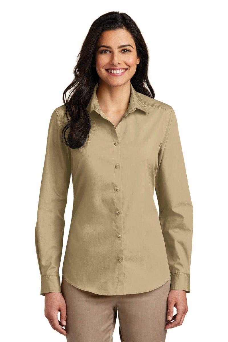 Port Authority Ladies Long Sleeve Carefree Poplin Shirt. LW100, Basic Colors in 