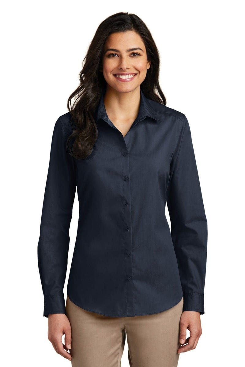 Port Authority Ladies Long Sleeve Carefree Poplin Shirt. LW100 in 