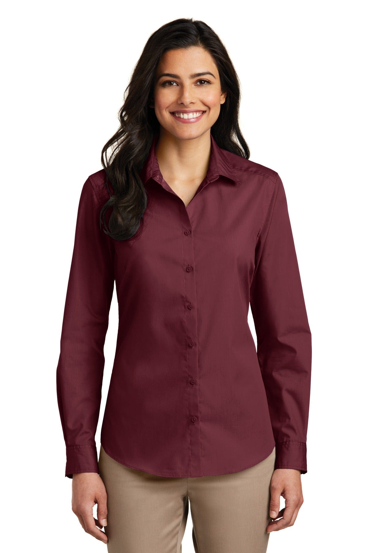 Port Authority Ladies Long Sleeve Carefree Poplin Shirt. LW100 in 
