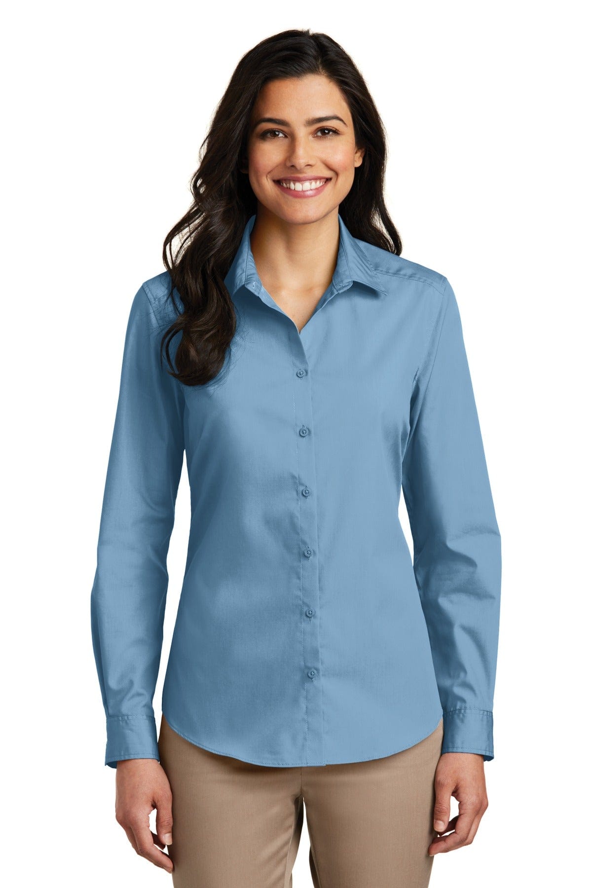 Port Authority Ladies Long Sleeve Carefree Poplin Shirt. LW100 in 