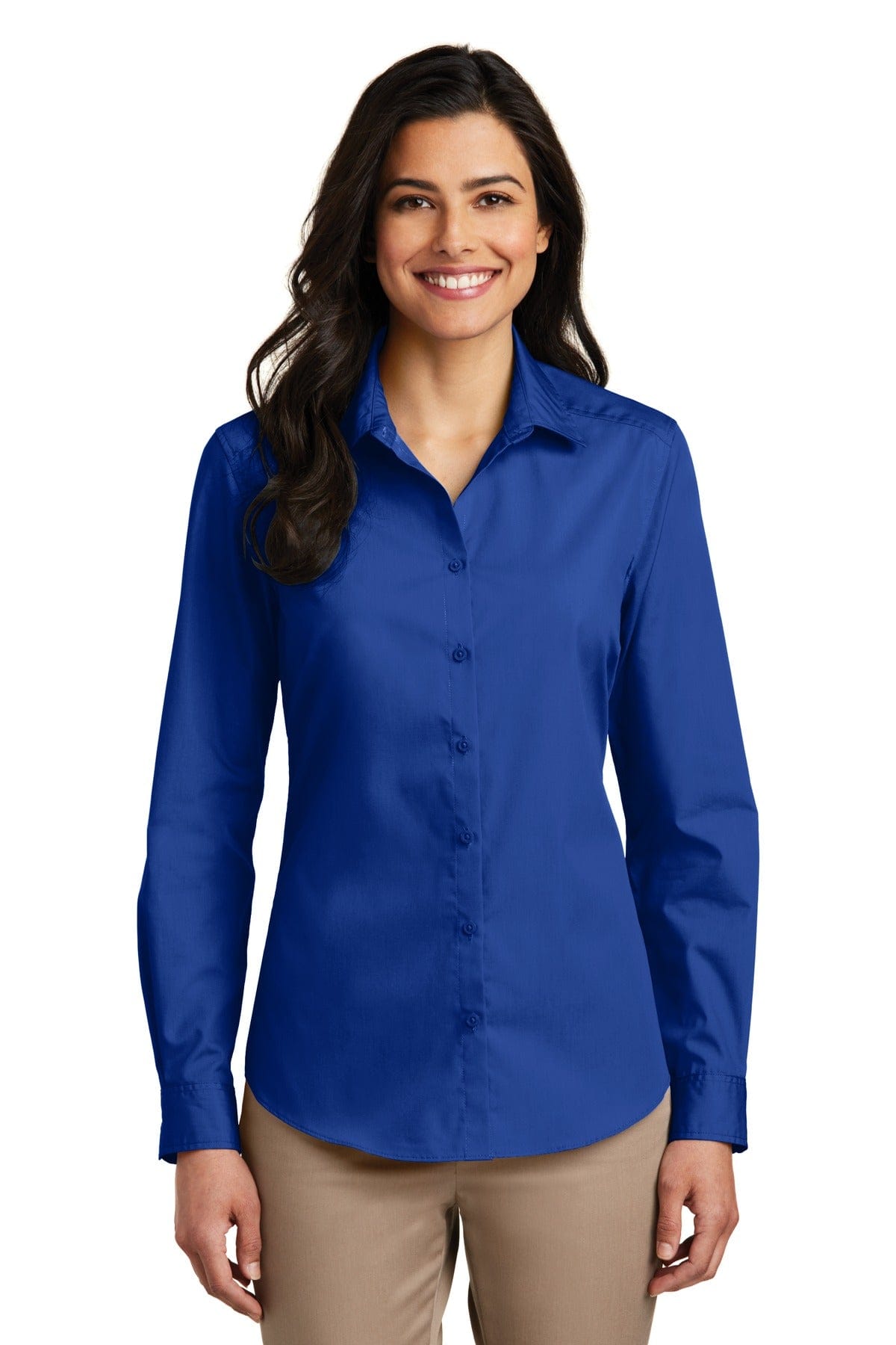 Port Authority Woven Shirts Port Authority Ladies Long Sleeve Carefree Poplin Shirt. LW100