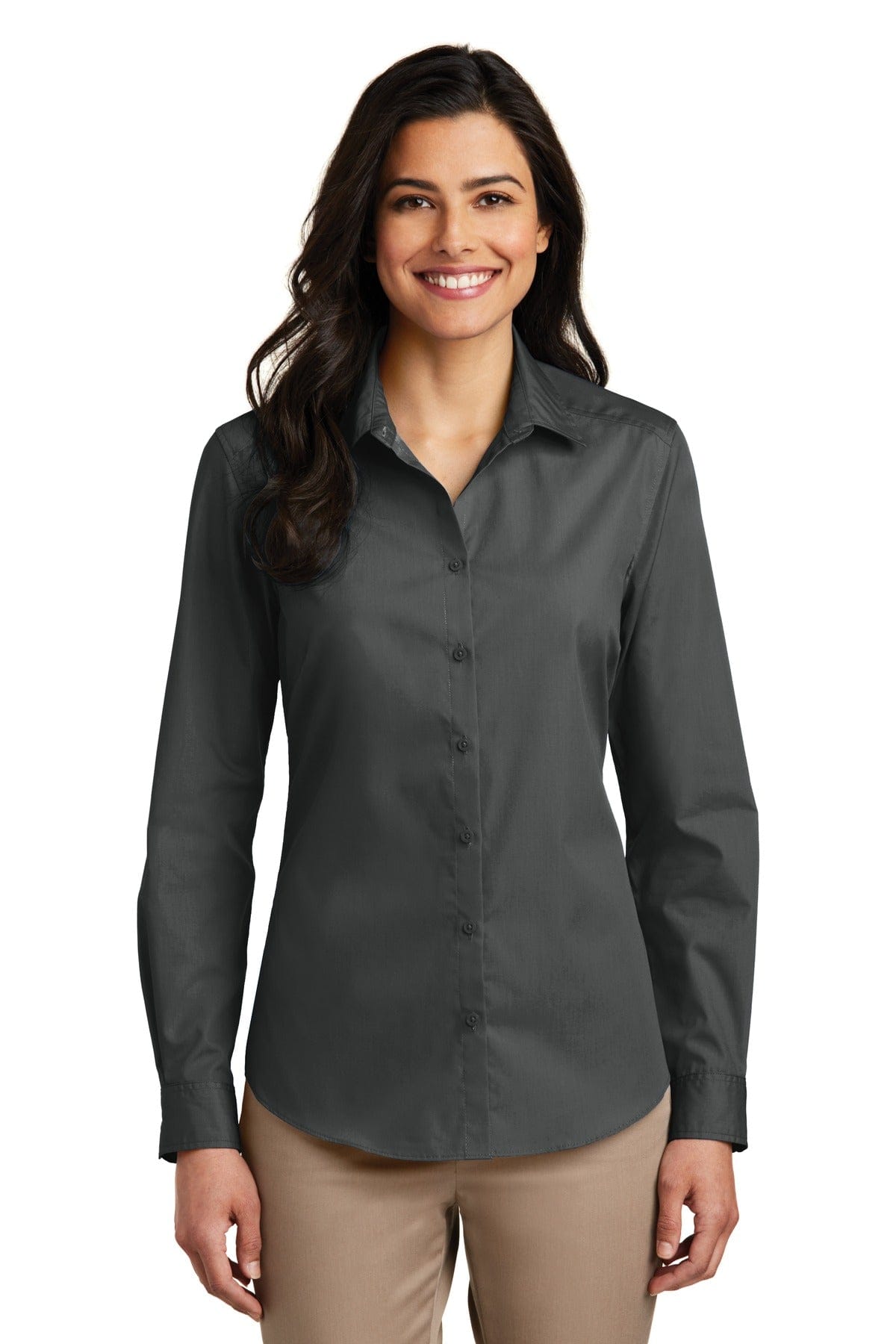 Port Authority Woven Shirts Port Authority Ladies Long Sleeve Carefree Poplin Shirt. LW100
