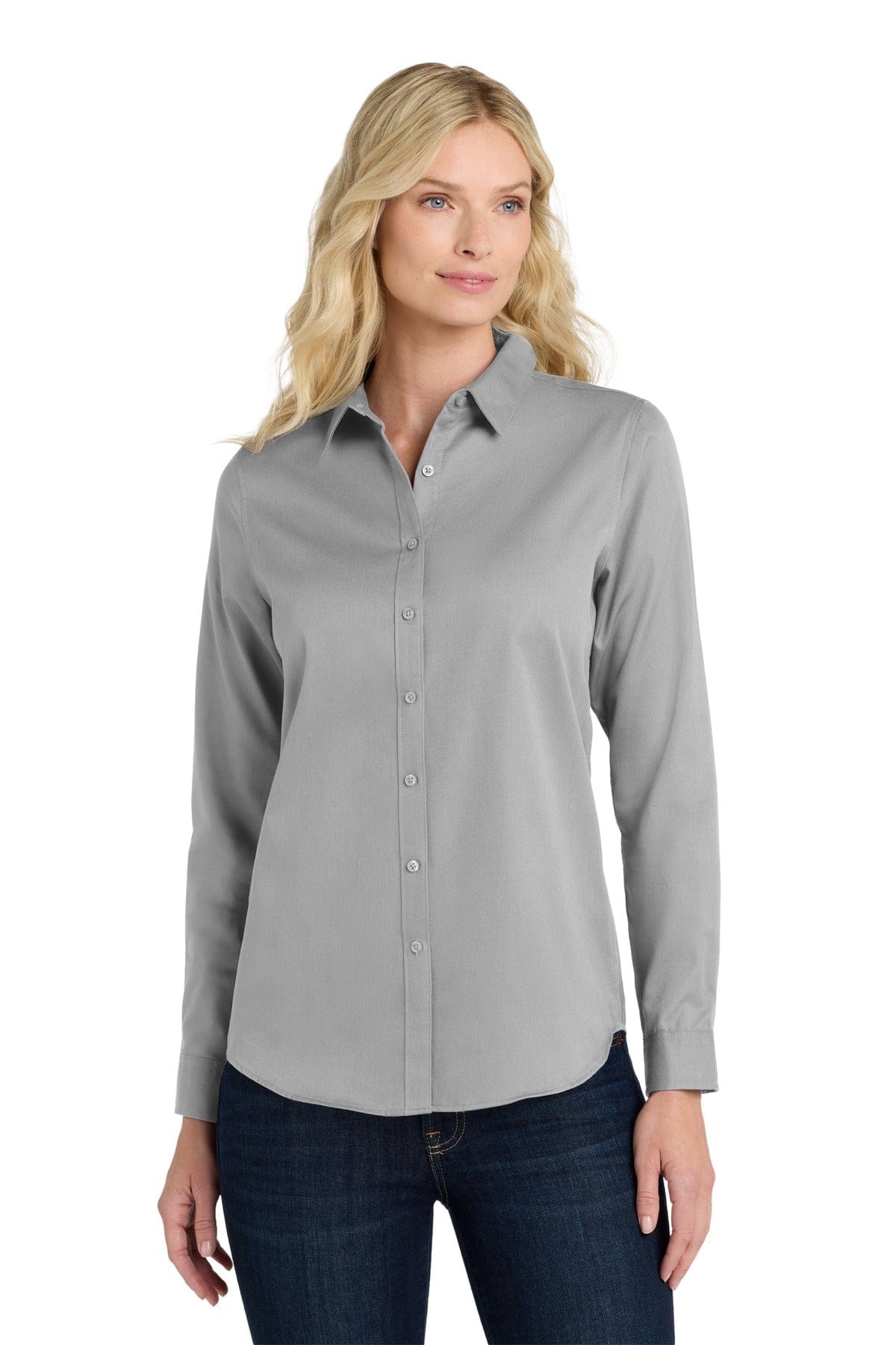 Port Authority Woven Shirts XXL / Gusty Grey Port Authority Ladies Long Sleeve SuperPro React Twill Shirt. LW808