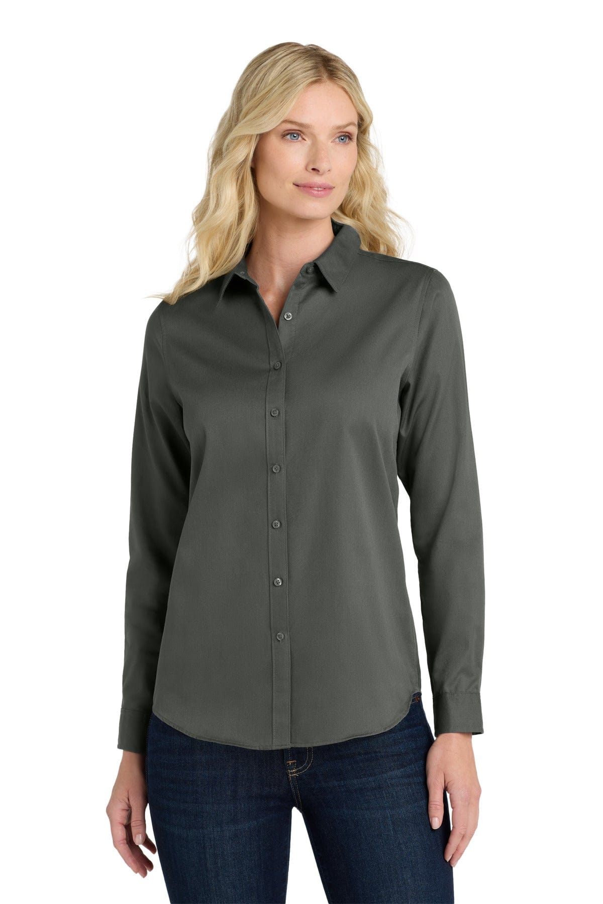 Port Authority Woven Shirts XS / Storm Grey Port Authority Ladies Long Sleeve SuperPro React Twill Shirt. LW808