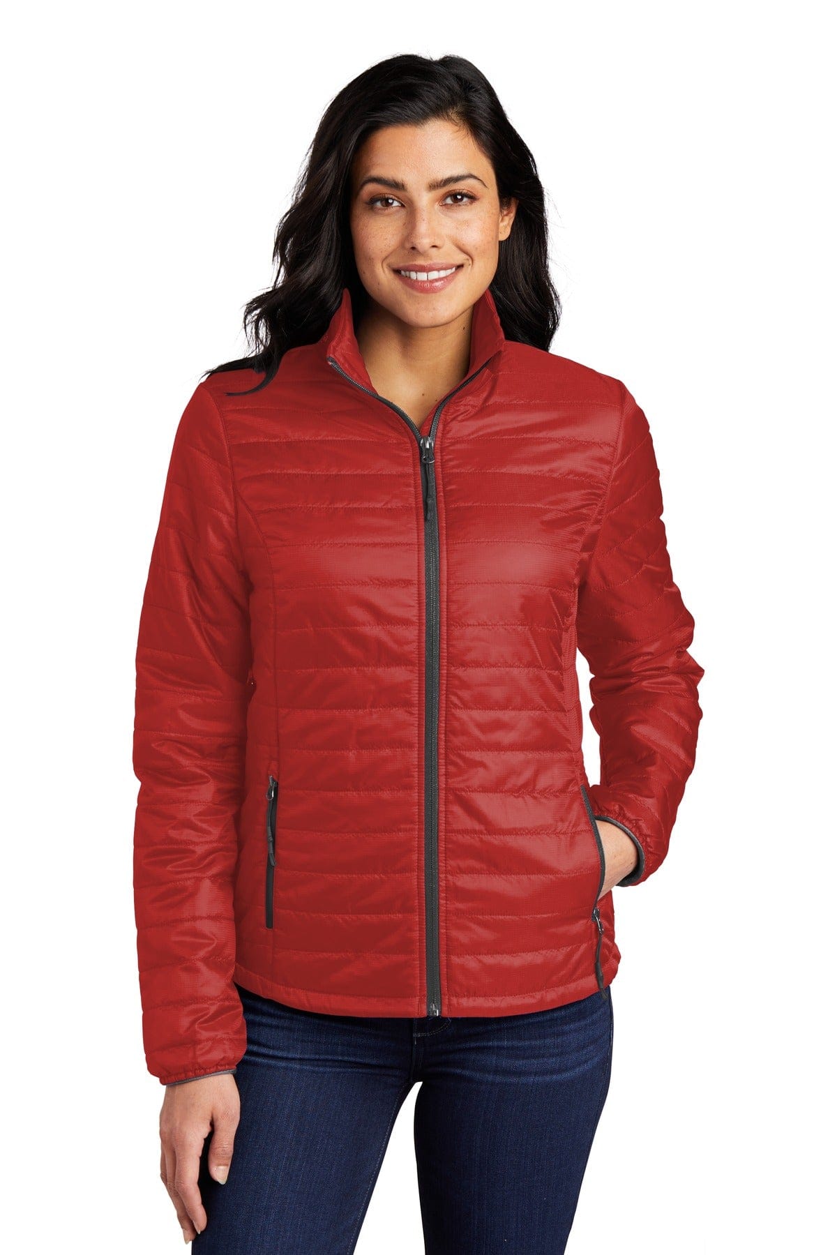Port Authority Outerwear XS / Fire Red/ Graphite Port Authority Ladies Packable Puffy Jacket L850