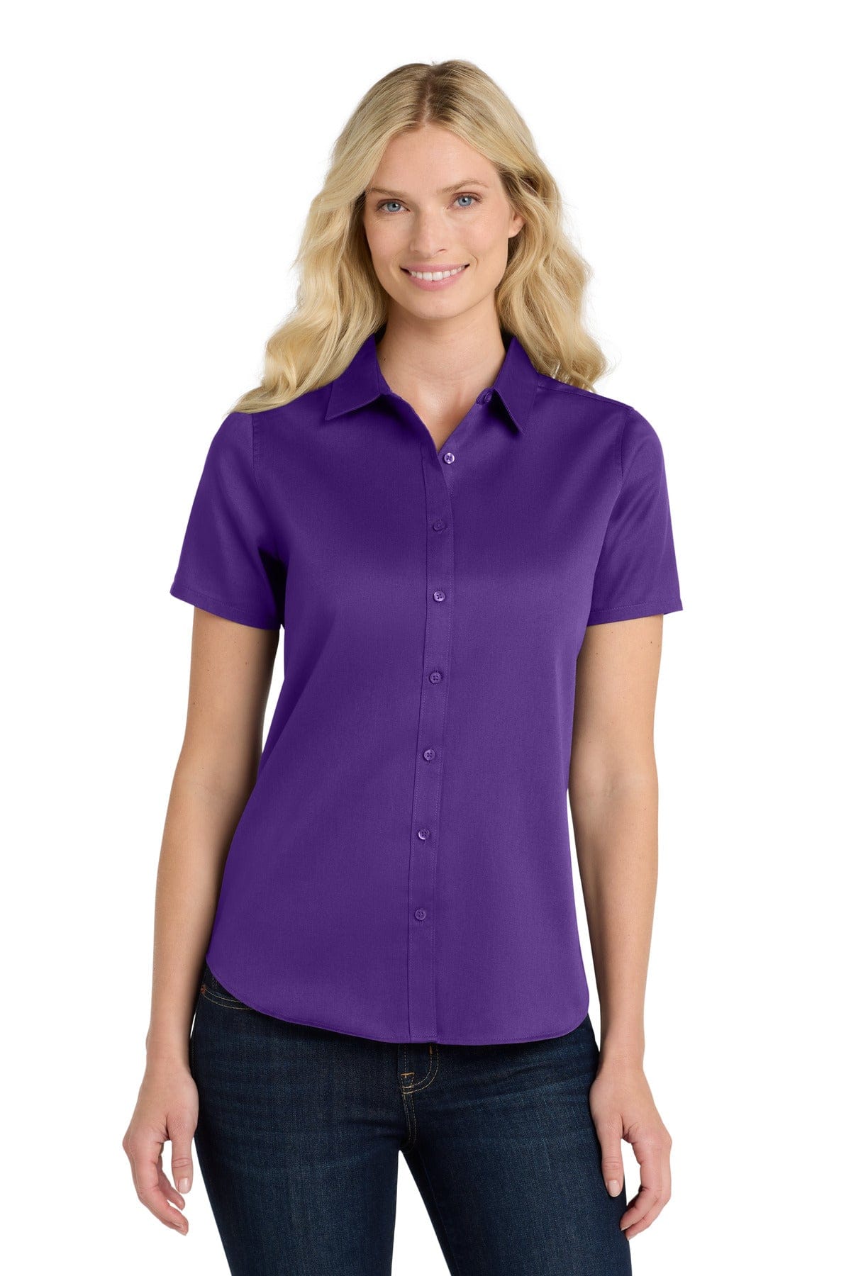 Port Authority Woven Shirts Port Authority Ladies Short Sleeve SuperPro React Twill Shirt. LW809