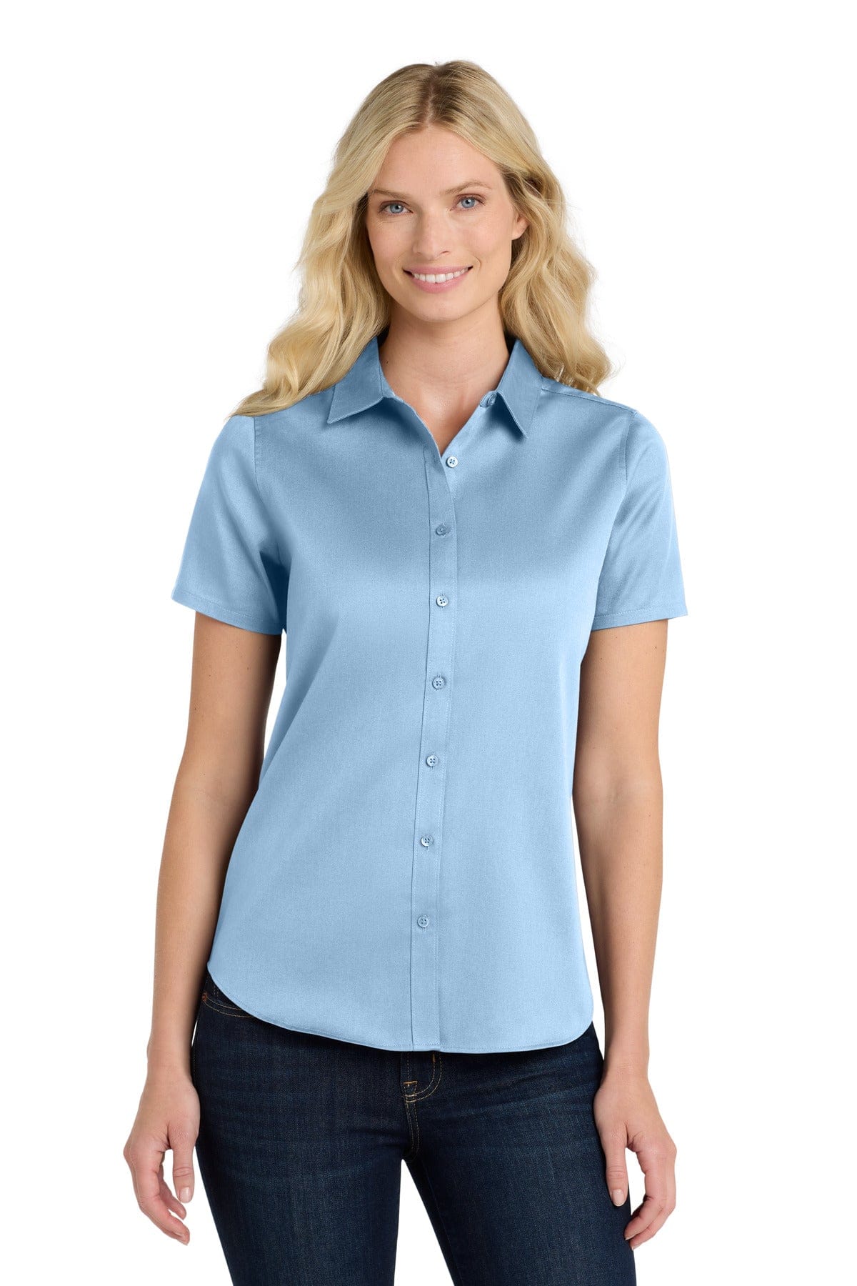 Port Authority Woven Shirts Port Authority Ladies Short Sleeve SuperPro React Twill Shirt. LW809