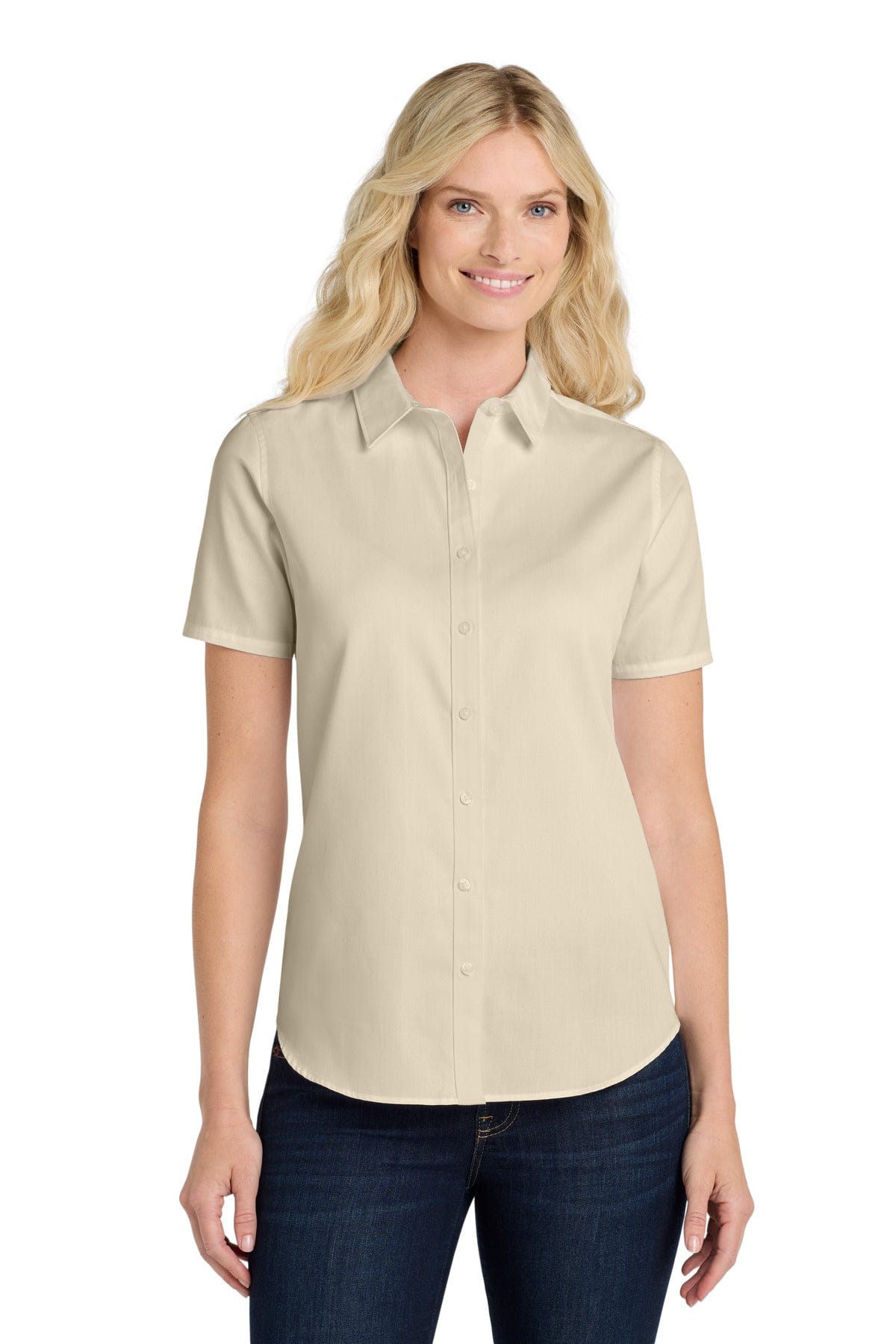 Port Authority Woven Shirts Port Authority Ladies Short Sleeve SuperPro React Twill Shirt. LW809