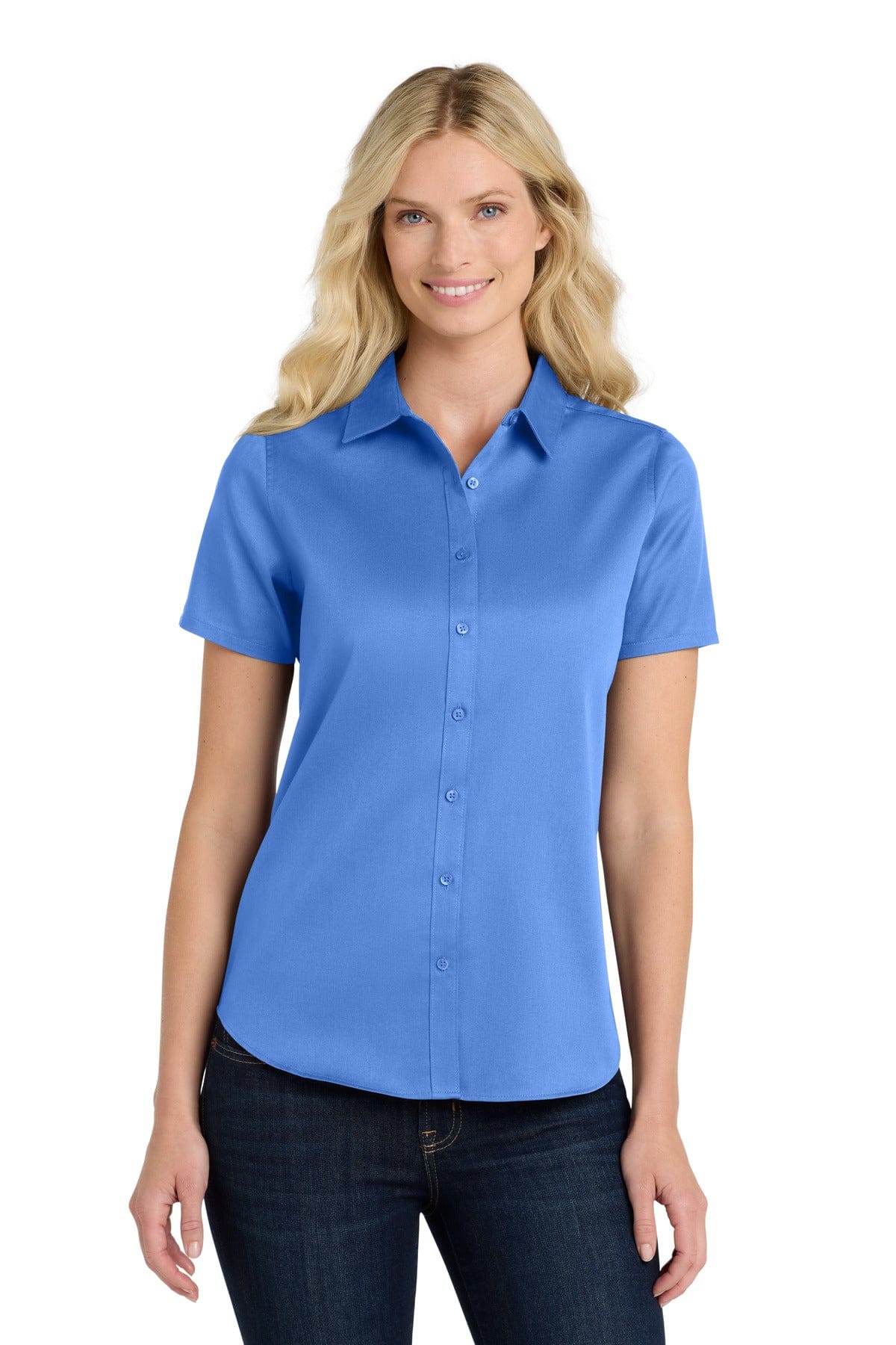 Port Authority Woven Shirts Port Authority Ladies Short Sleeve SuperPro React Twill Shirt. LW809