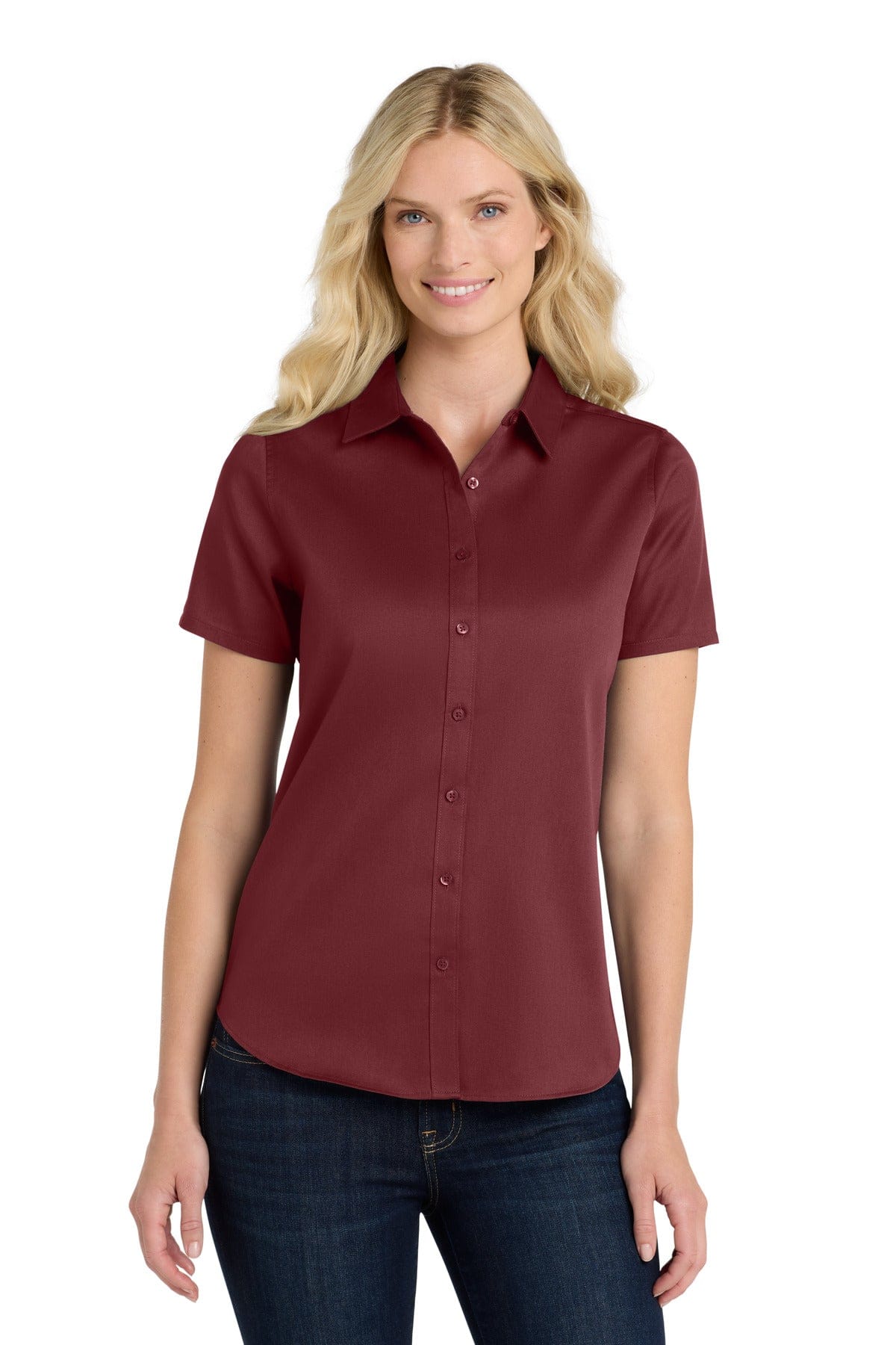 Port Authority Woven Shirts Port Authority Ladies Short Sleeve SuperPro React Twill Shirt. LW809