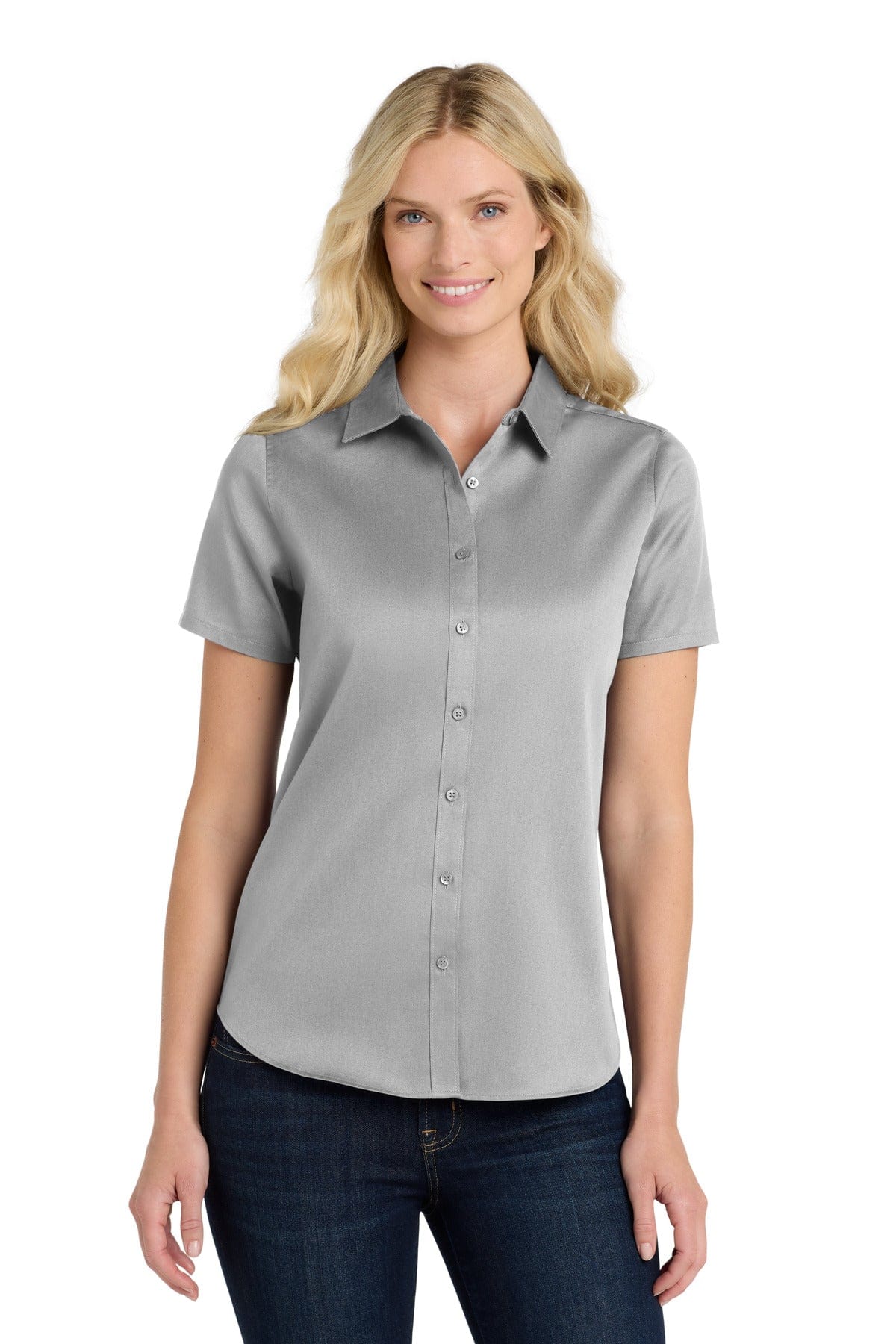 Port Authority Woven Shirts Port Authority Ladies Short Sleeve SuperPro React Twill Shirt. LW809
