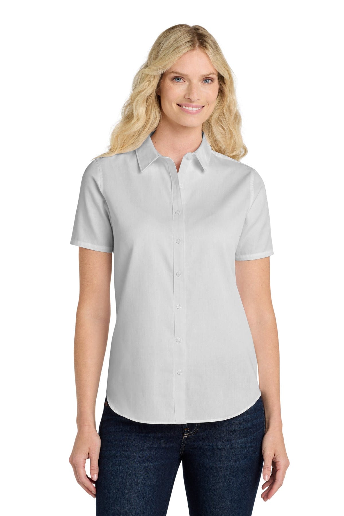 Port Authority Woven Shirts Port Authority Ladies Short Sleeve SuperPro React Twill Shirt. LW809