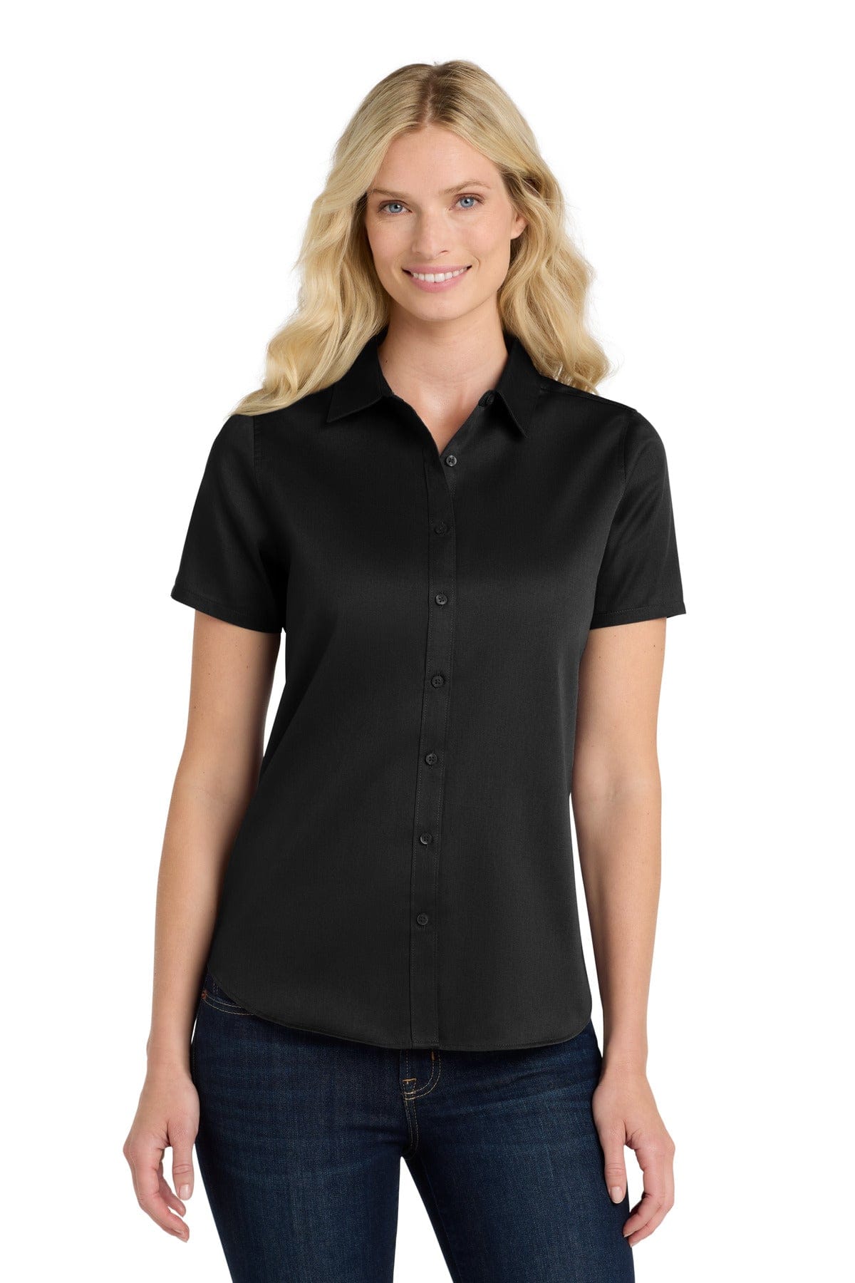 Port Authority Woven Shirts Port Authority Ladies Short Sleeve SuperPro React Twill Shirt. LW809