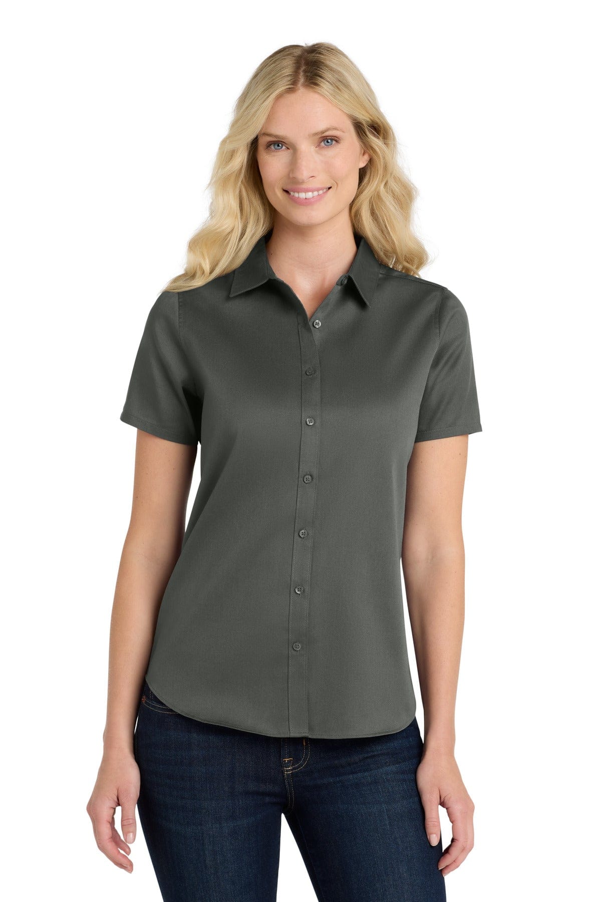 Port Authority Woven Shirts Port Authority Ladies Short Sleeve SuperPro React Twill Shirt. LW809