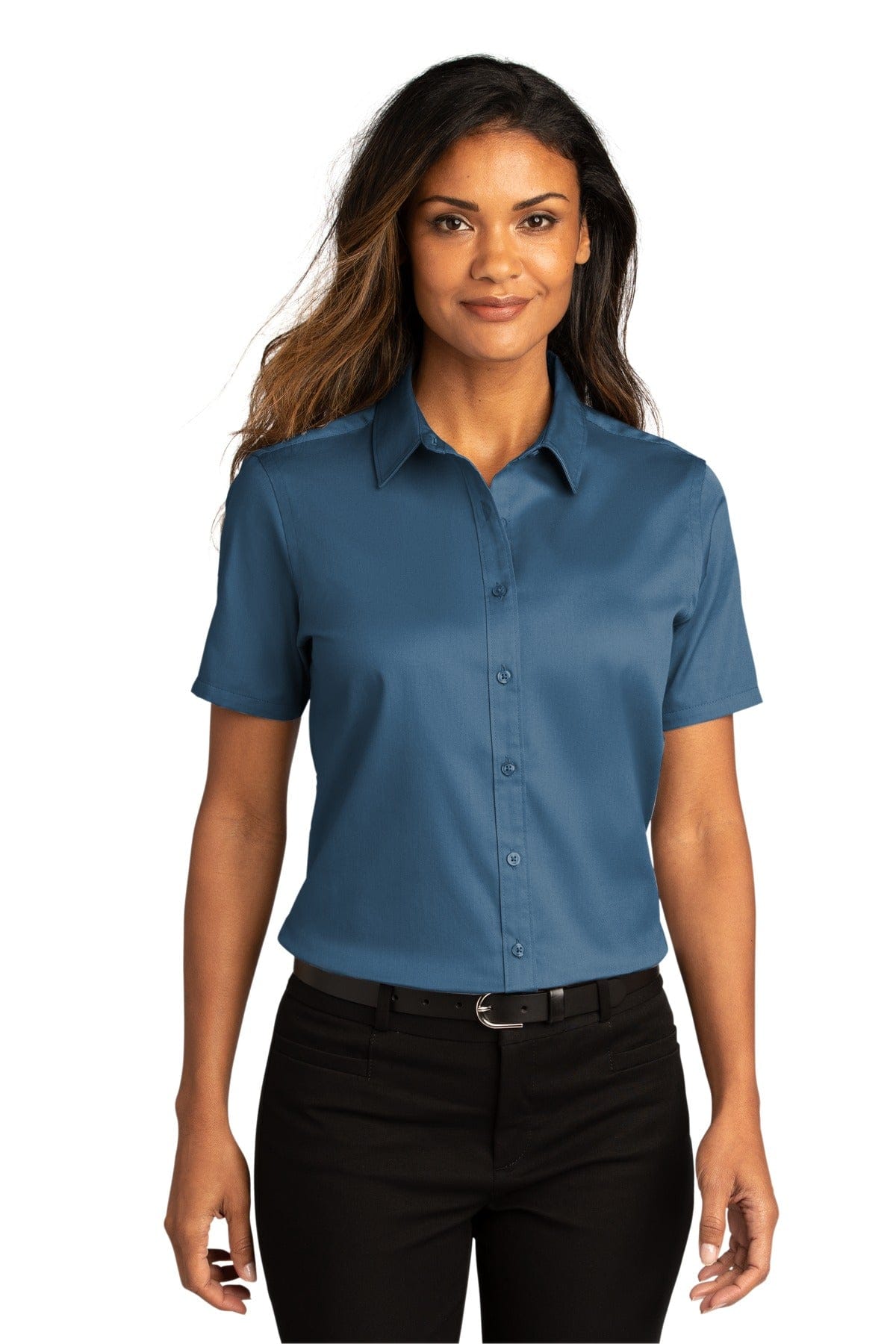 Port Authority Woven Shirts Port Authority Ladies Short Sleeve SuperPro React Twill Shirt. LW809