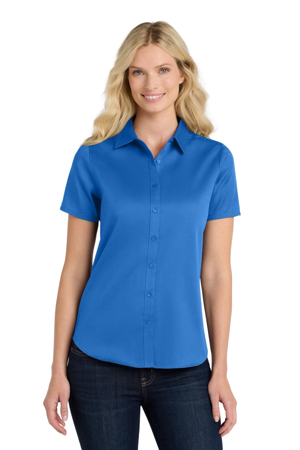 Port Authority Woven Shirts Port Authority Ladies Short Sleeve SuperPro React Twill Shirt. LW809