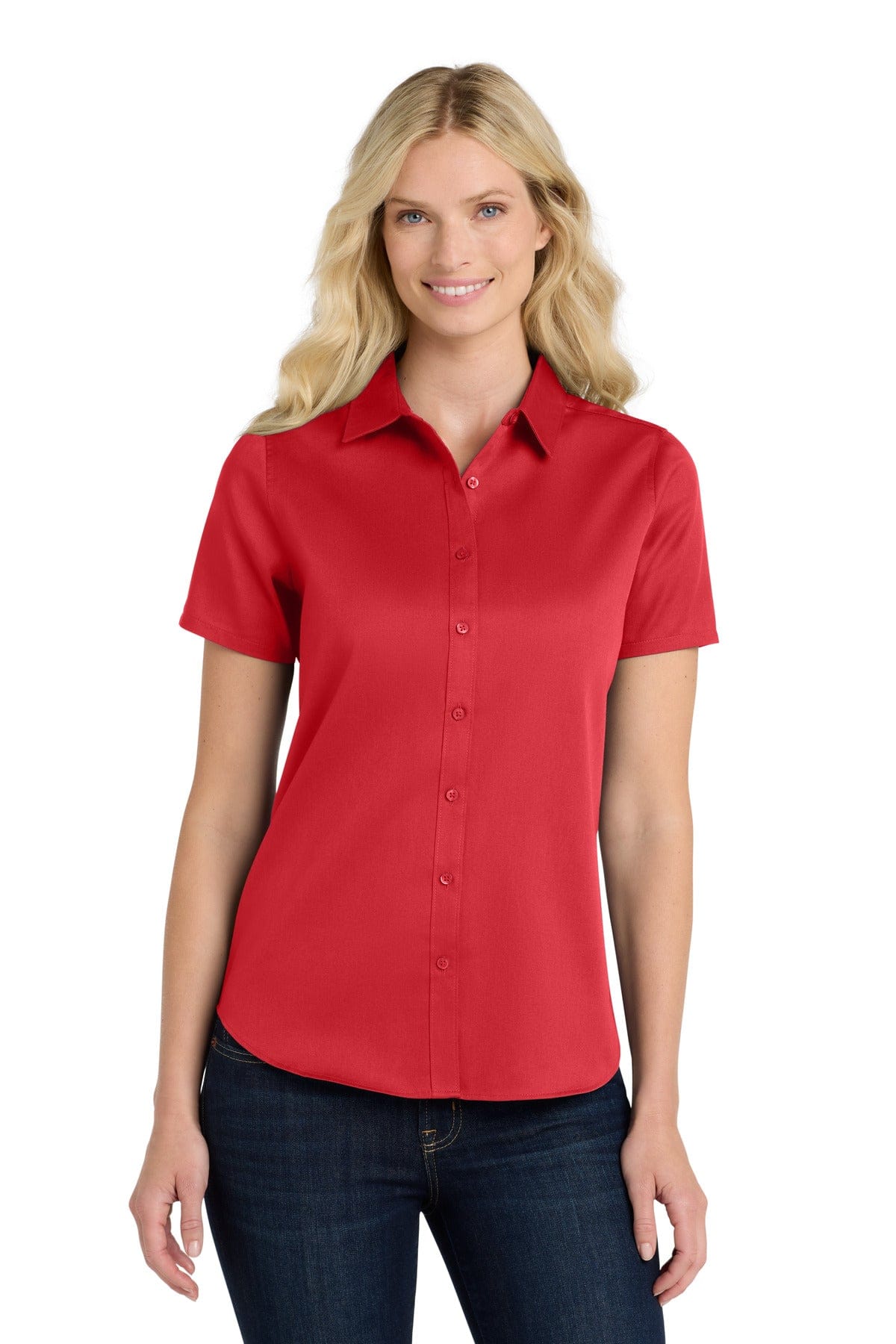 Port Authority Woven Shirts XL / Rich Red Port Authority Ladies Short Sleeve SuperPro React Twill Shirt. LW809