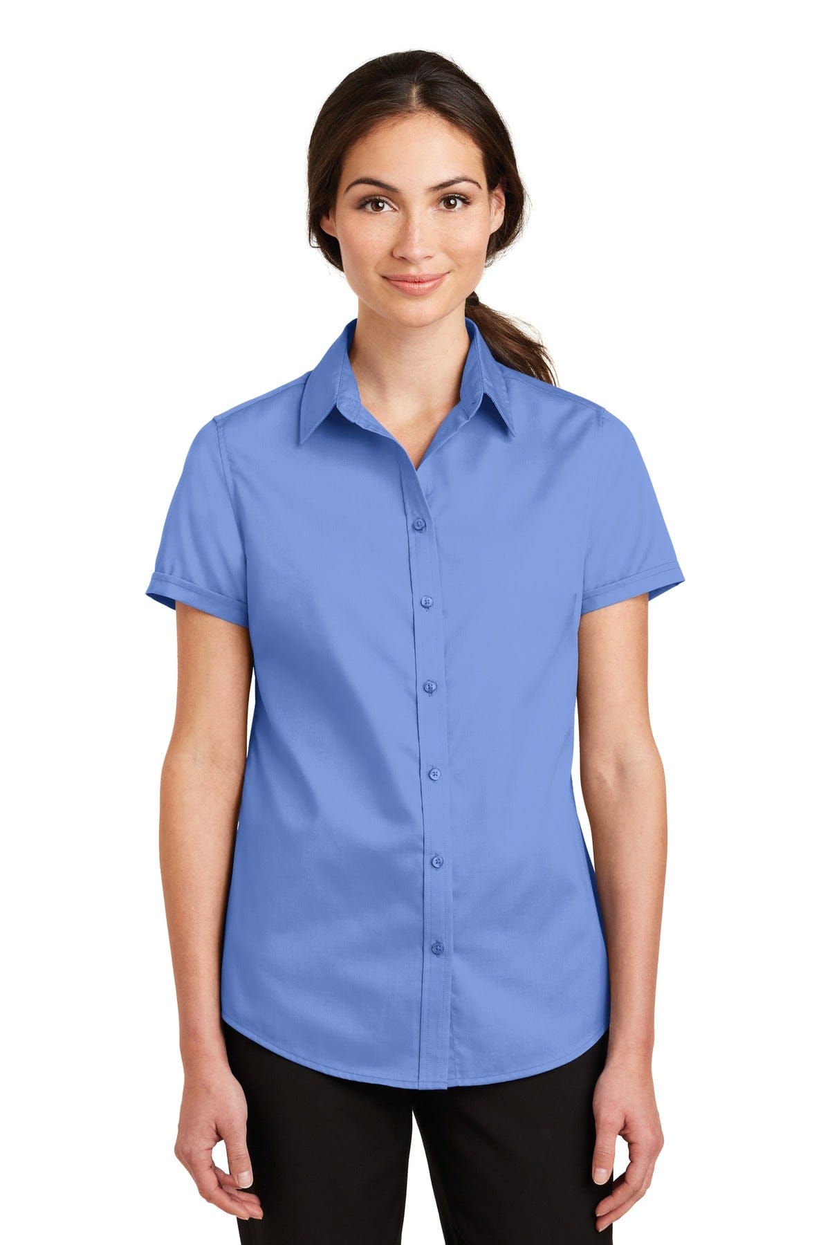 Port Authority Woven Shirts XS / Ultramarine Blue Port Authority Ladies Short Sleeve SuperPro Twill Shirt. L664