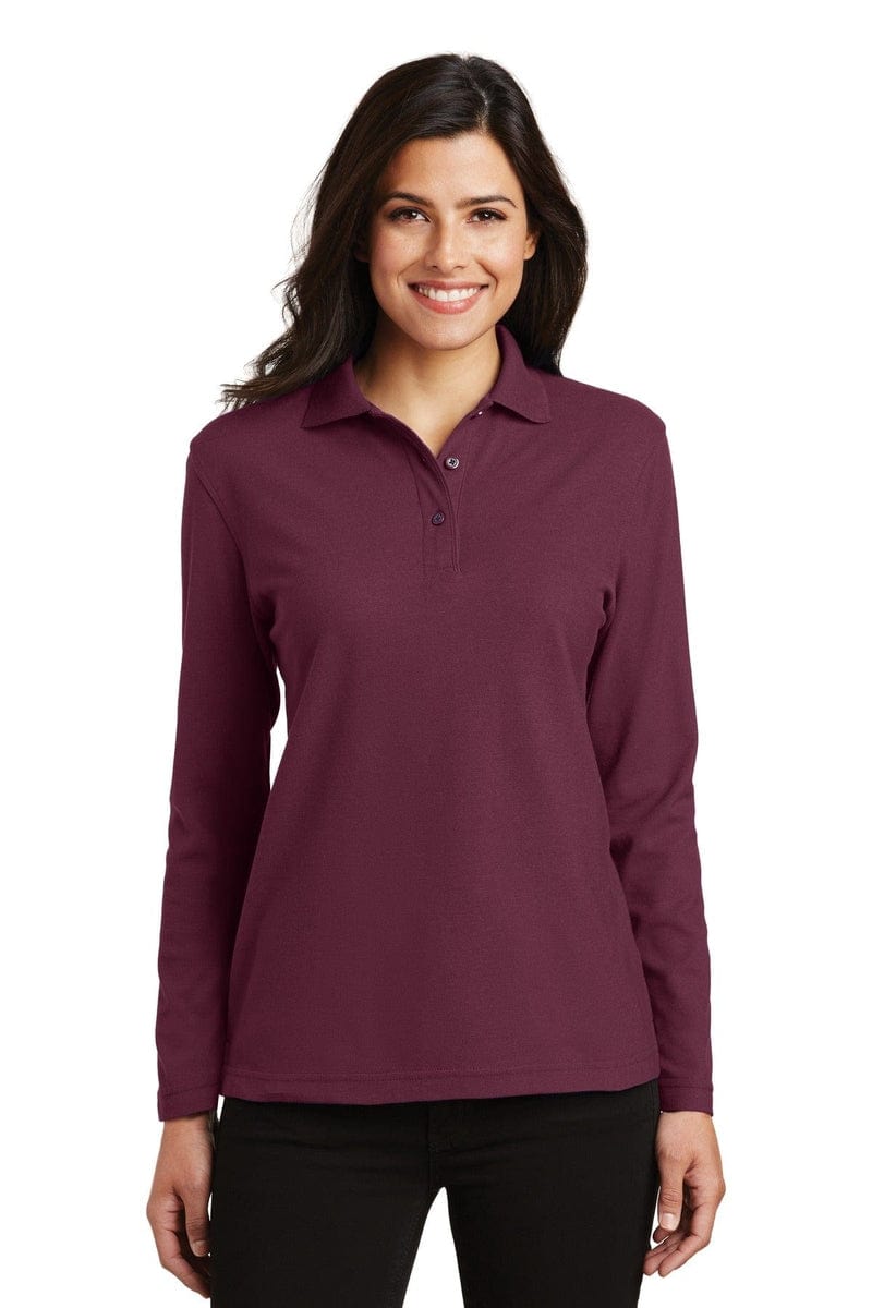 Port Authority Ladies Silk Touch Long Sleeve Polo. L500LS in 