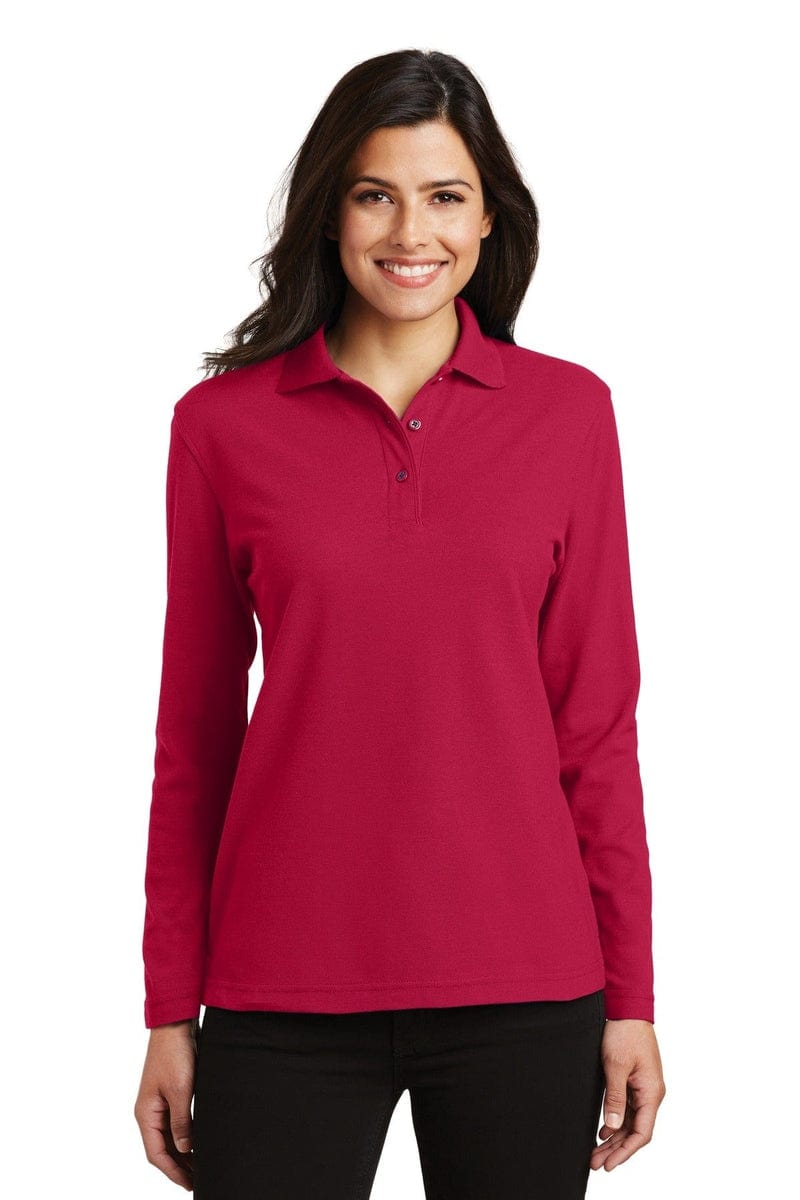 Port Authority Ladies Silk Touch Long Sleeve Polo. L500LS in 