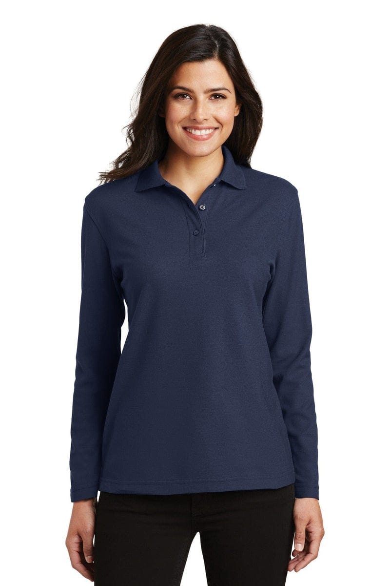Port Authority Ladies Silk Touch Long Sleeve Polo. L500LS in 