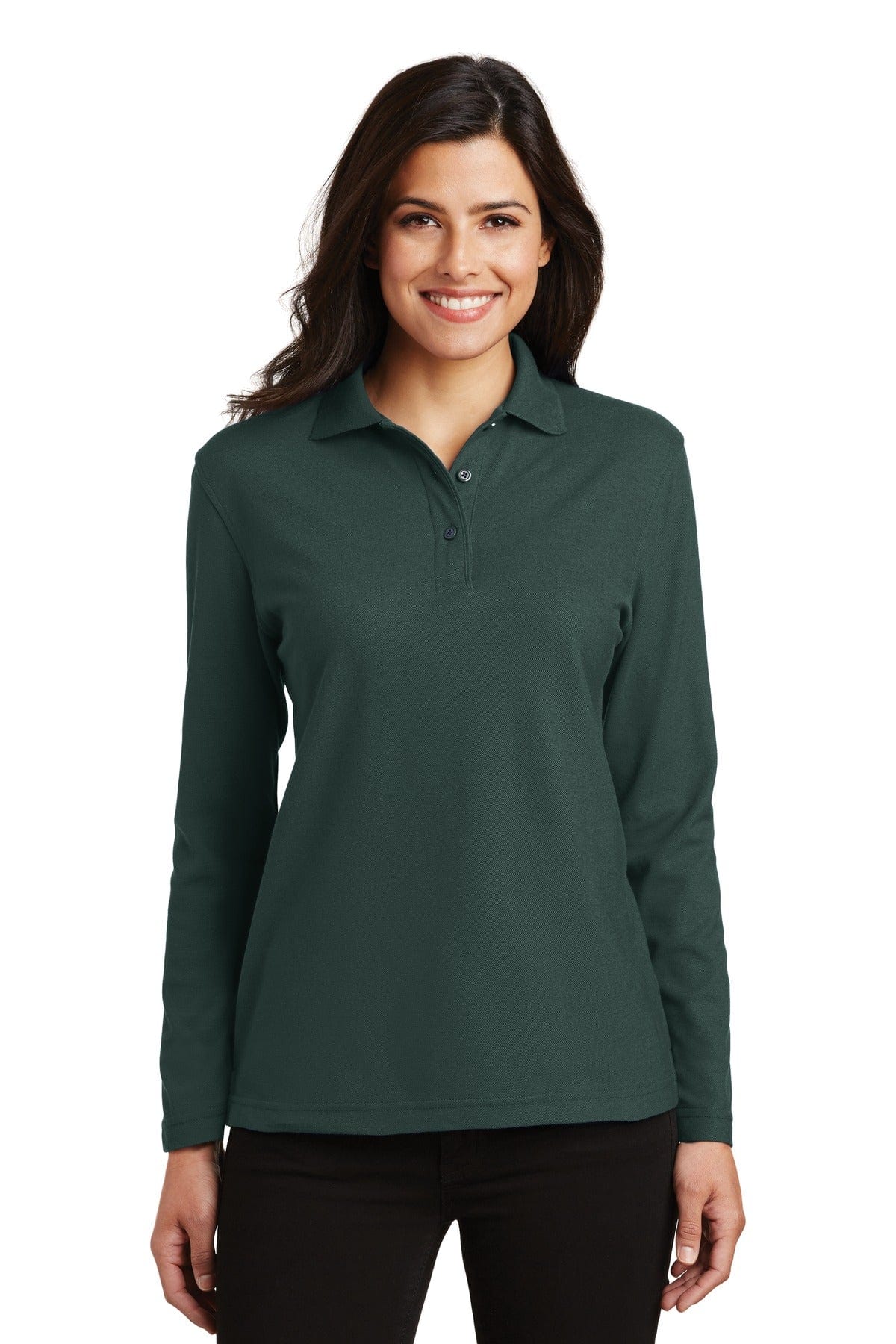 Port Authority Ladies Silk Touch Long Sleeve Polo. L500LS in 