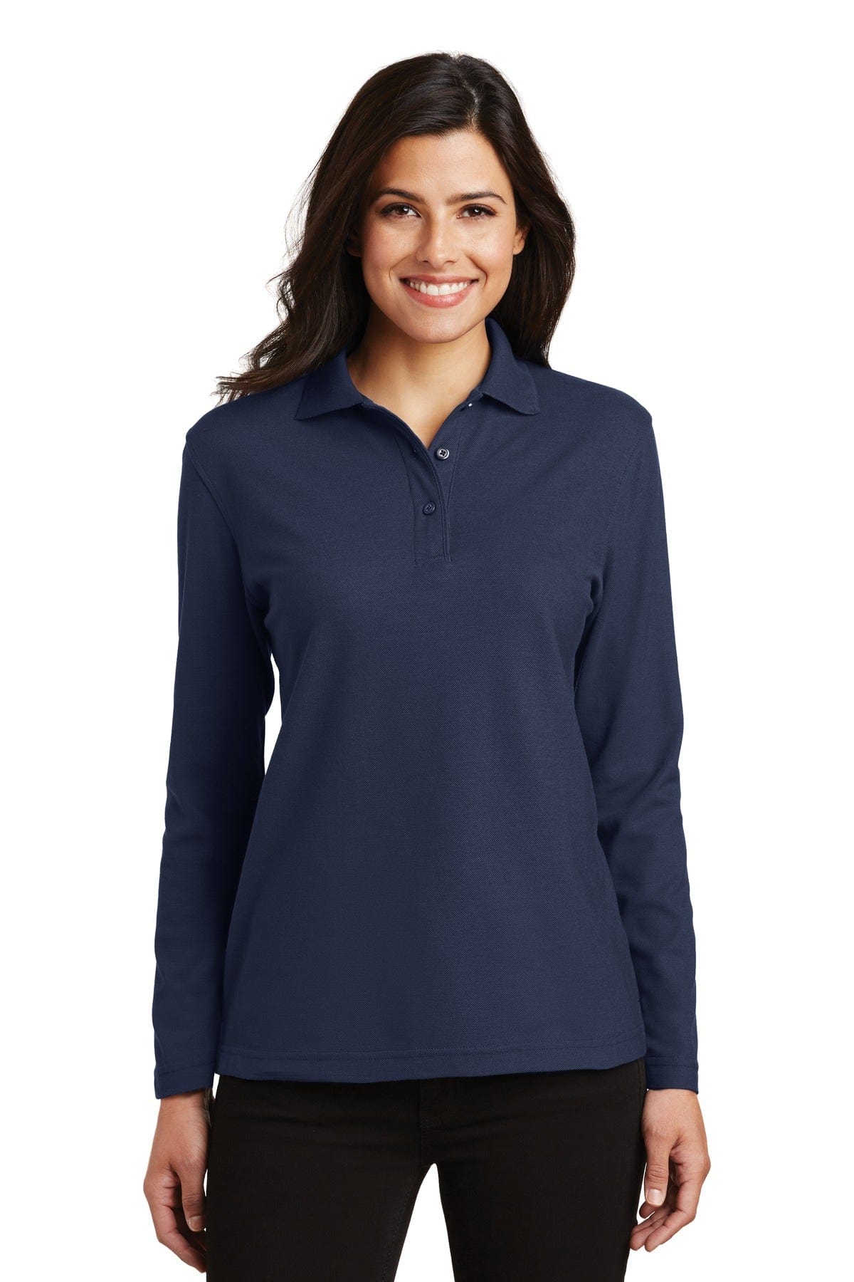 Port Authority Ladies Silk Touch Long Sleeve Polo. L500LS in 
