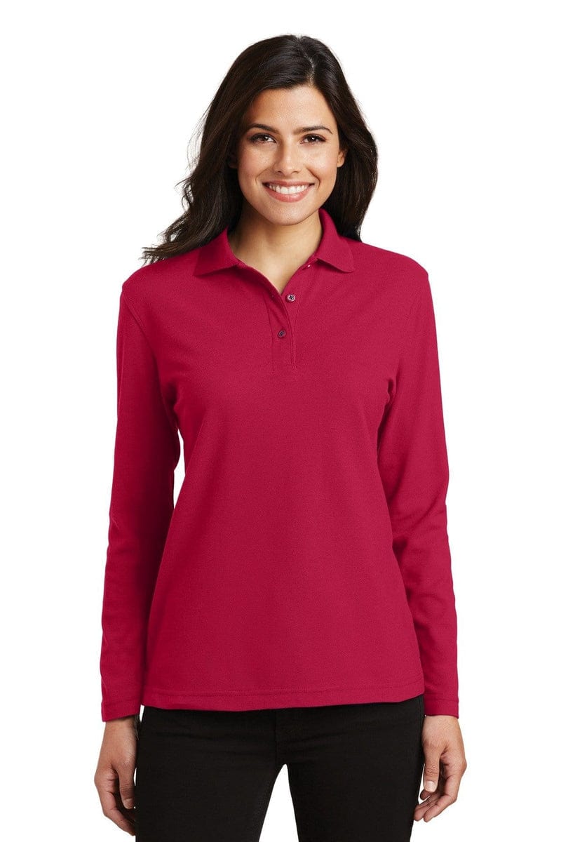Port Authority Ladies Silk Touch Long Sleeve Polo. L500LS in 