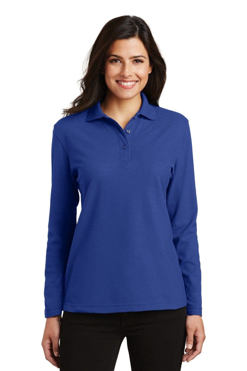 Port Authority Ladies Silk Touch Long Sleeve Polo. L500LS in 