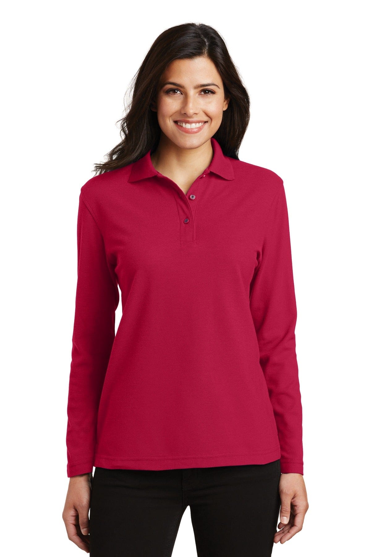 Port Authority Polos/Knits Port Authority Ladies Silk Touch Long Sleeve Polo. L500LS