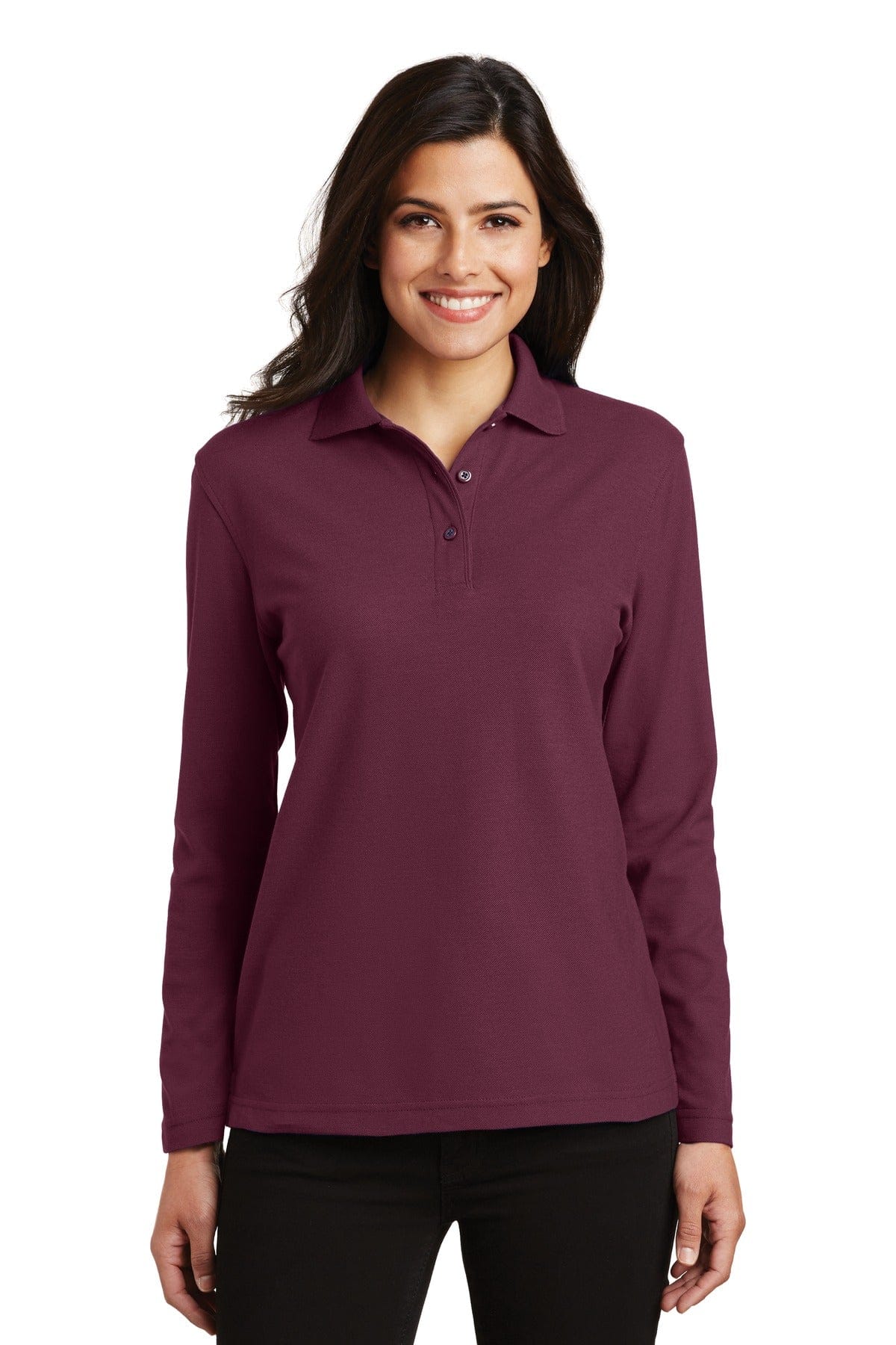 Port Authority Polos/Knits Port Authority Ladies Silk Touch Long Sleeve Polo. L500LS