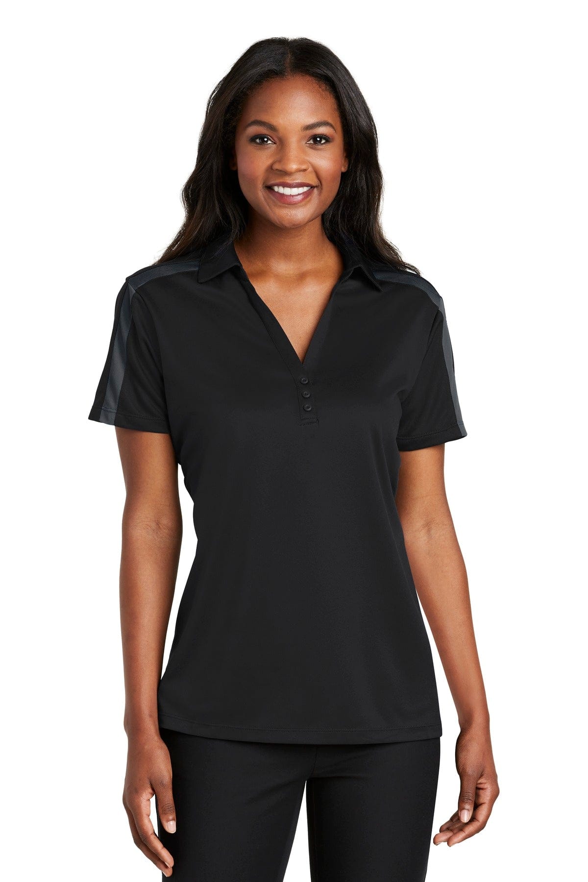 Port Authority Polos/Knits Port Authority Ladies Silk Touch Performance Colorblock Stripe Polo. L547