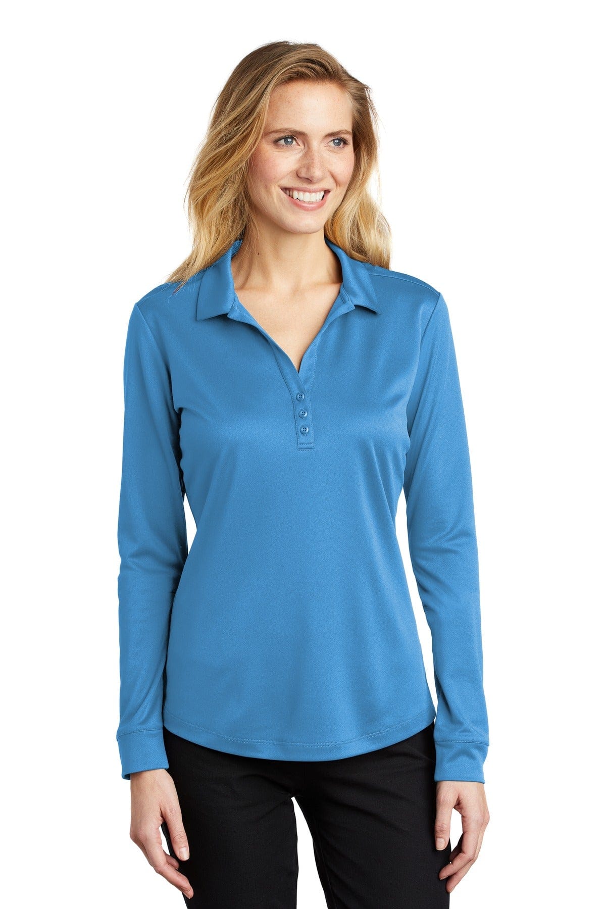 Port Authority Ladies Silk Touch Performance Long Sleeve Polo. L540LS in 
