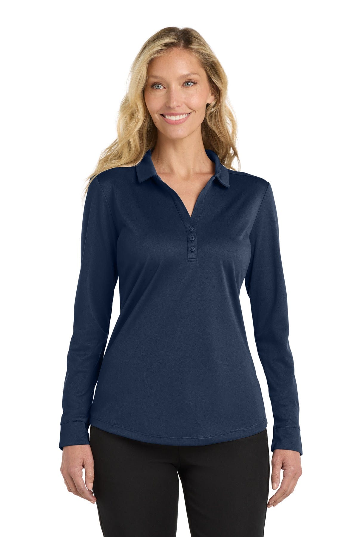Port Authority Polos/Knits XS / Navy Port Authority Ladies Silk Touch Performance Long Sleeve Polo. L540LS