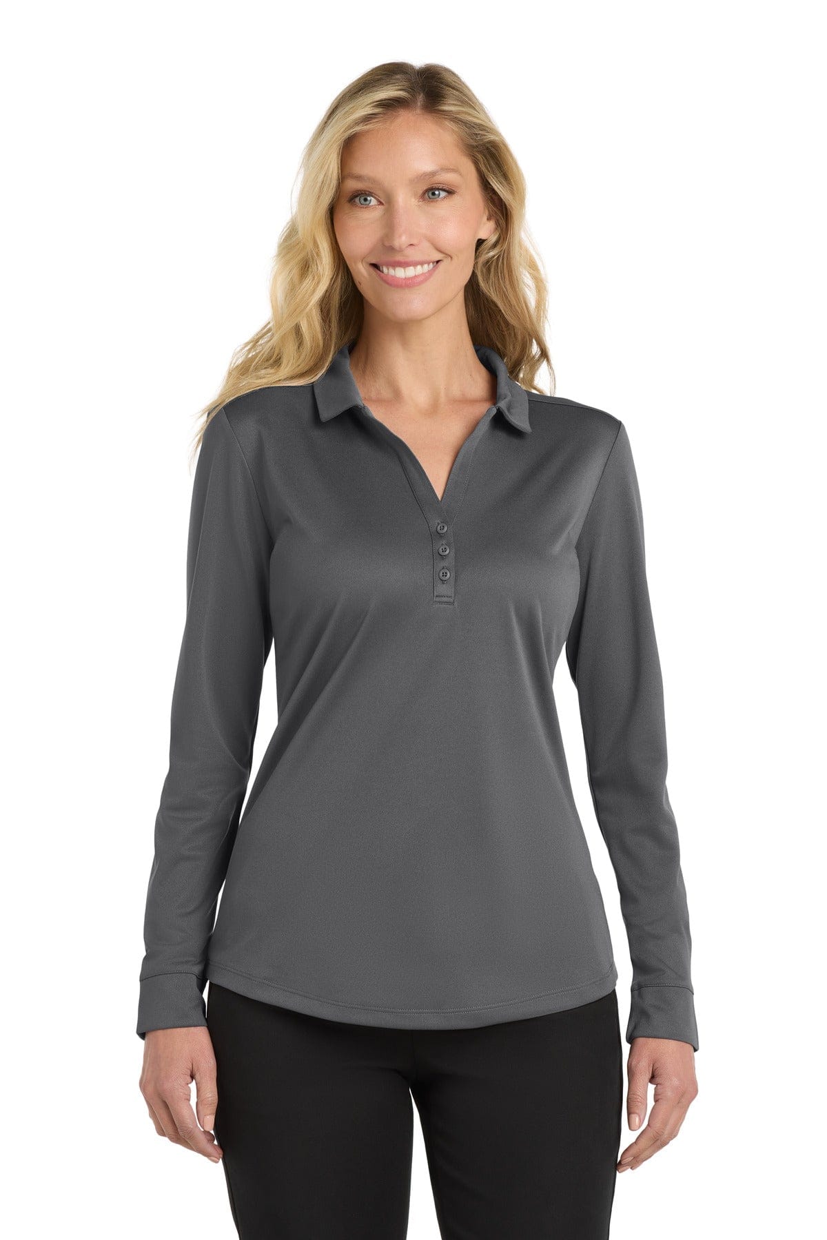 Port Authority Polos/Knits XS / Steel Grey Port Authority Ladies Silk Touch Performance Long Sleeve Polo. L540LS