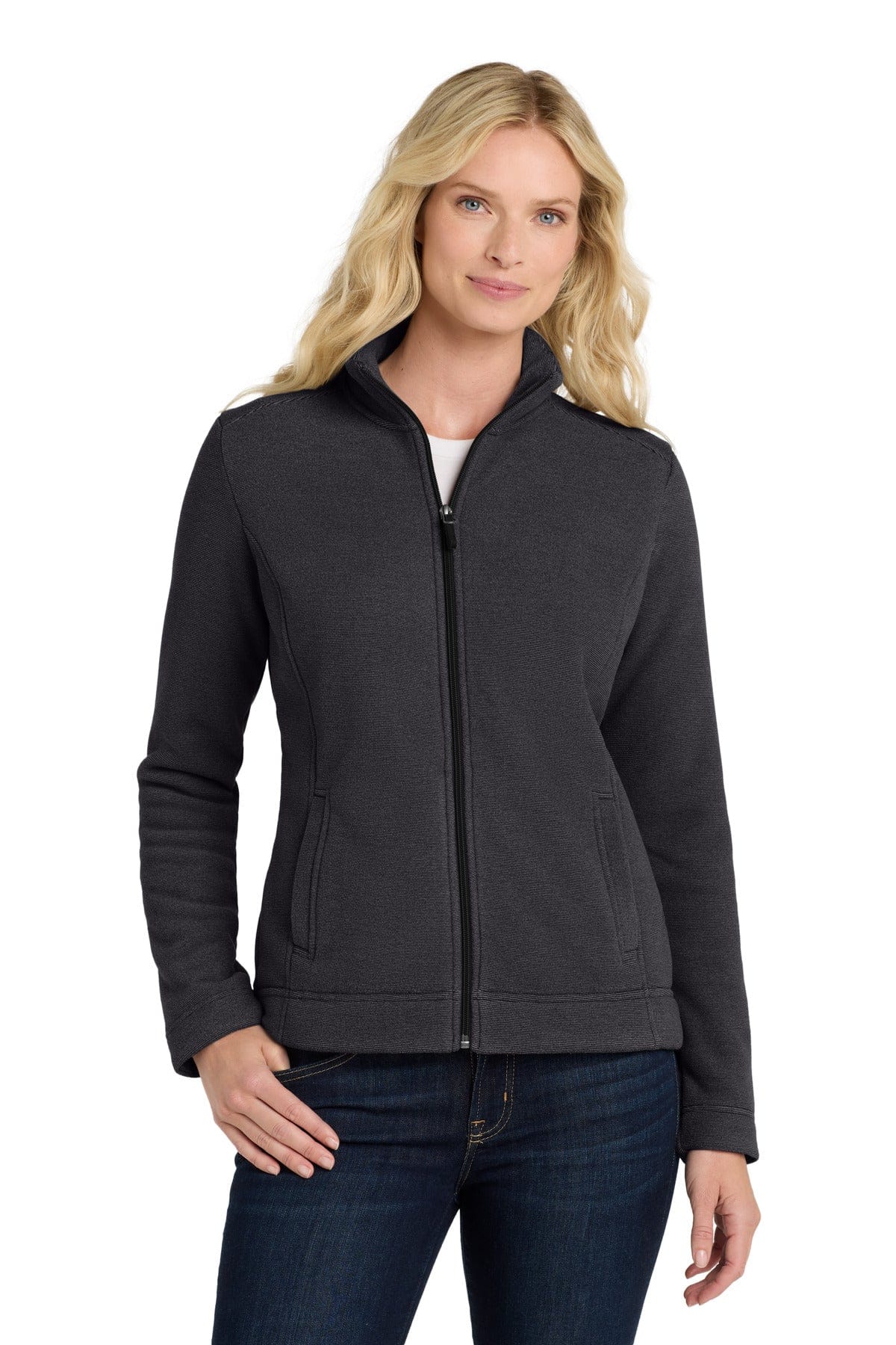 Port Authority Ladies Ultra Warm Brushed Fleece Jacket. L211 in Graphite/ Deep Black