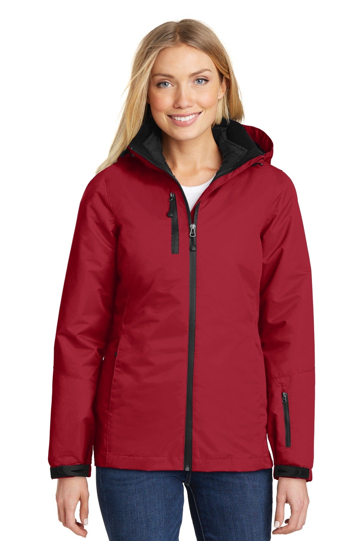 Port Authority Ladies Vortex Waterproof 3-in-1 Jacket. L332 in Rich Red/ Black