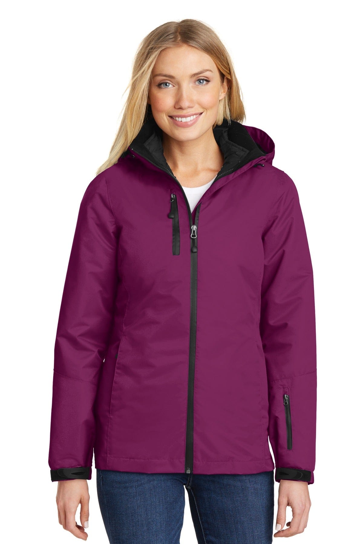 Port Authority Ladies Vortex Waterproof 3-in-1 Jacket. L332 in Very Berry/ Black