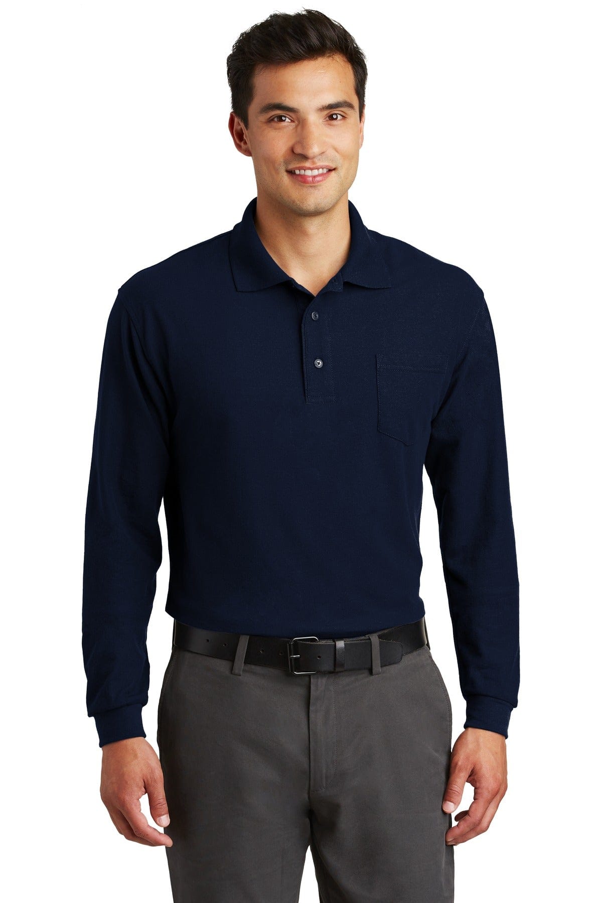 Port Authority Long Sleeve Silk Touch Polo with Pocket. K500LSP in 
