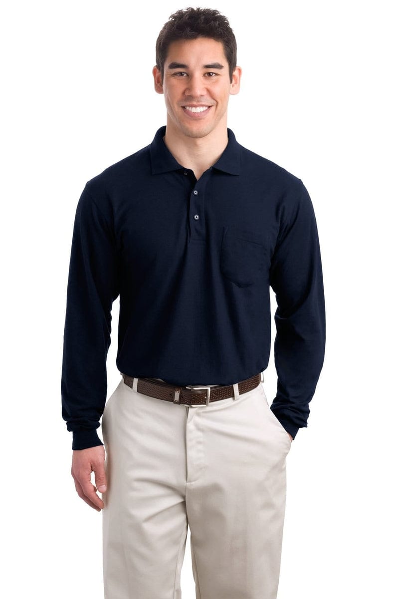 Port Authority Long Sleeve Silk Touch Polo with Pocket. K500LSP in 