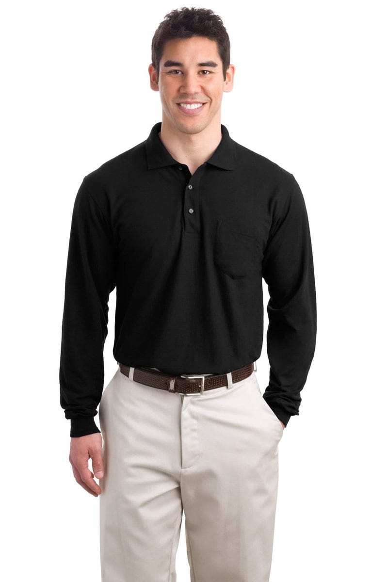 Port Authority Long Sleeve Silk Touch Polo with Pocket. K500LSP in 