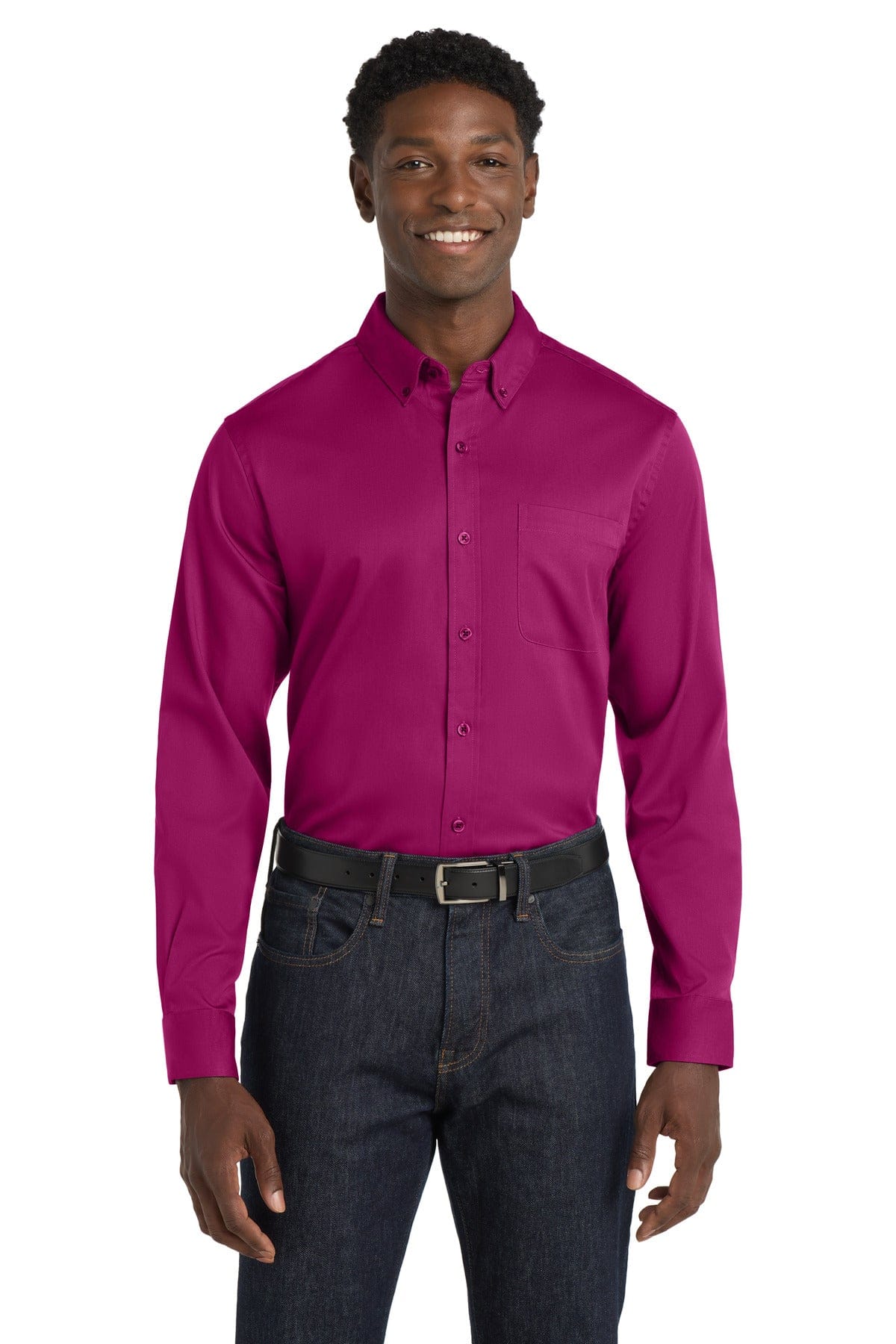 Port Authority Woven Shirts Port Authority Long Sleeve SuperPro React Twill Shirt. W808