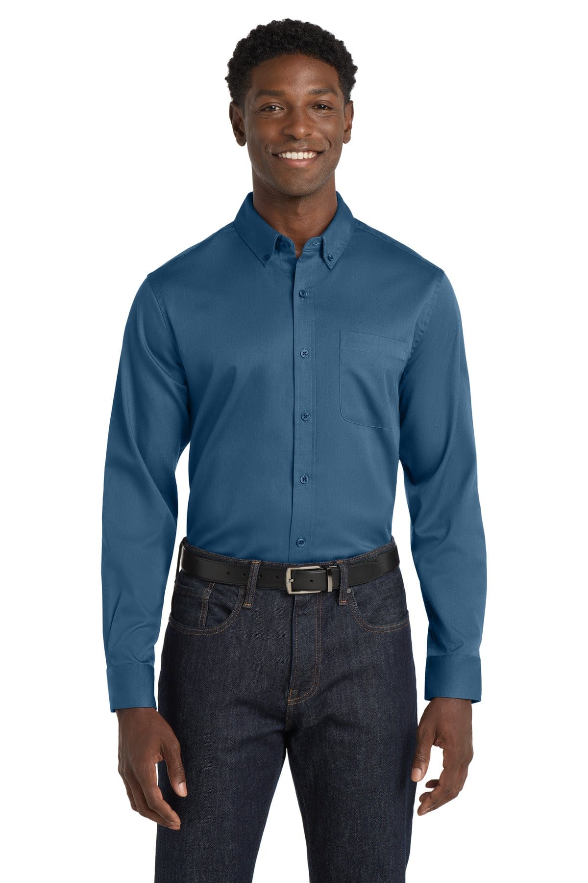 Port Authority Woven Shirts XS / Regatta Blue Port Authority Long Sleeve SuperPro React Twill Shirt. W808