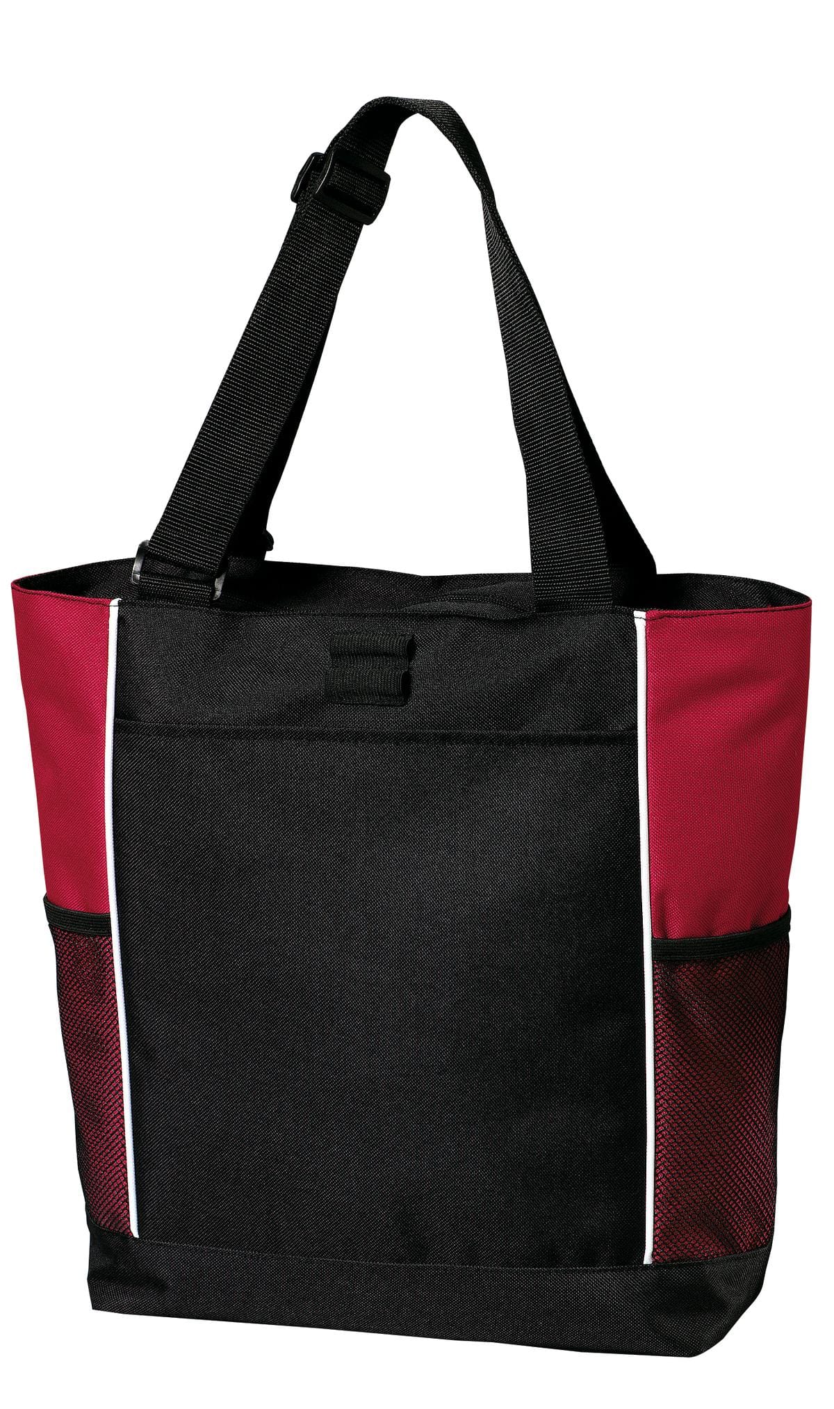 Port Authority Panel Tote. B5160 in Black/ Red