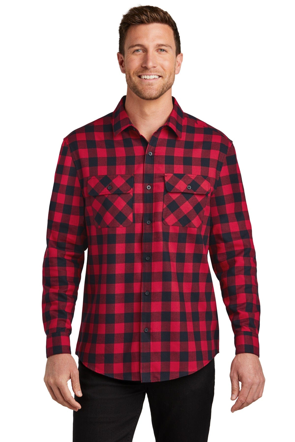 Port Authority Woven Shirts XS / Red/ Black Buffalo Check Port Authority Plaid Flannel Shirt. W668
