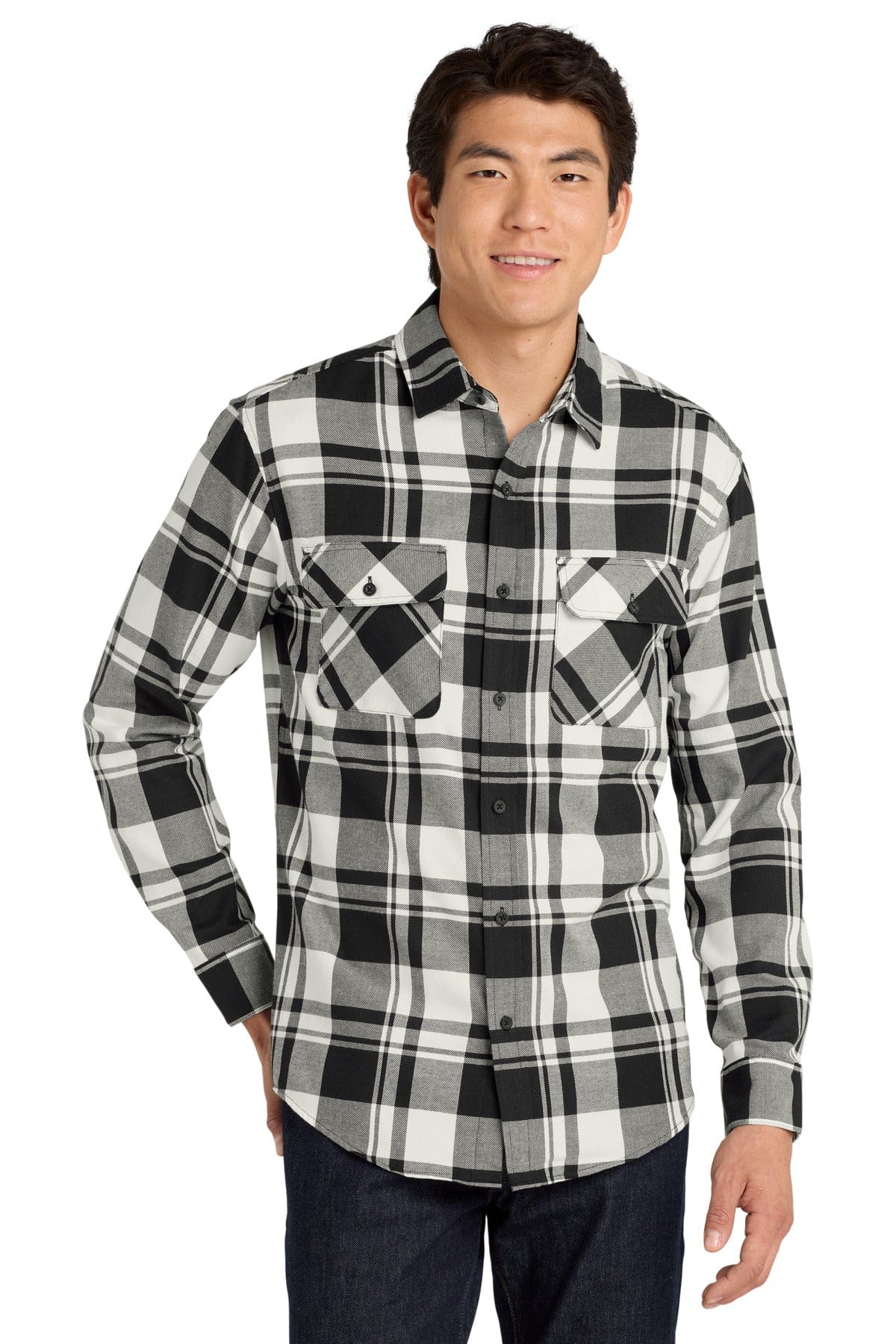 Port Authority Woven Shirts XS / Snow White/ Black Port Authority Plaid Flannel Shirt. W668