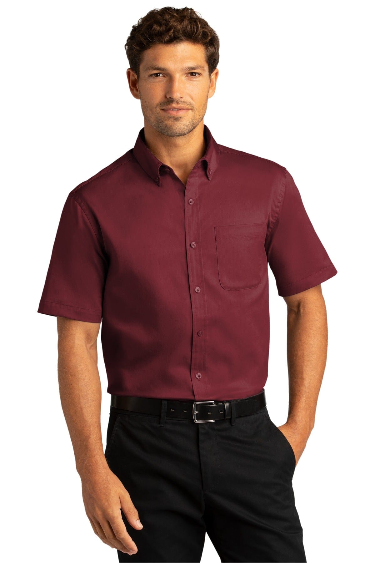 Port Authority Woven Shirts Port Authority Short Sleeve SuperPro React Twill Shirt. W809