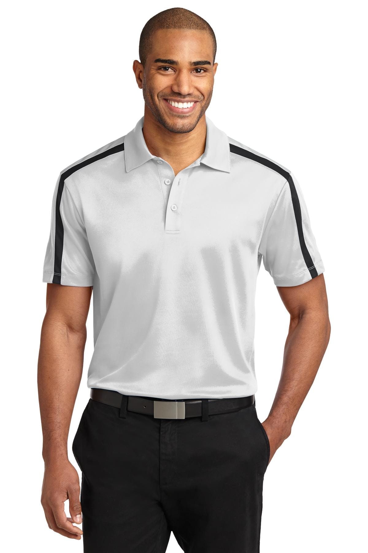 Port Authority Polos/Knits Port Authority Silk Touch Performance Colorblock Stripe Polo. K547